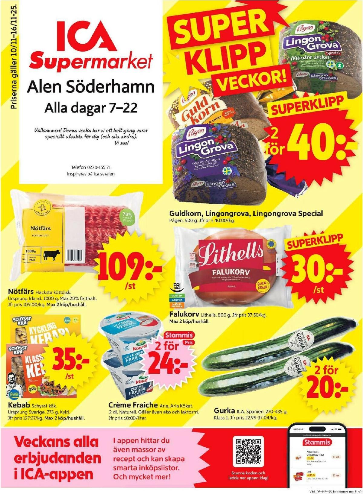 ICA Supermarket-reklambladet giltigt från 10/11 - 16/11