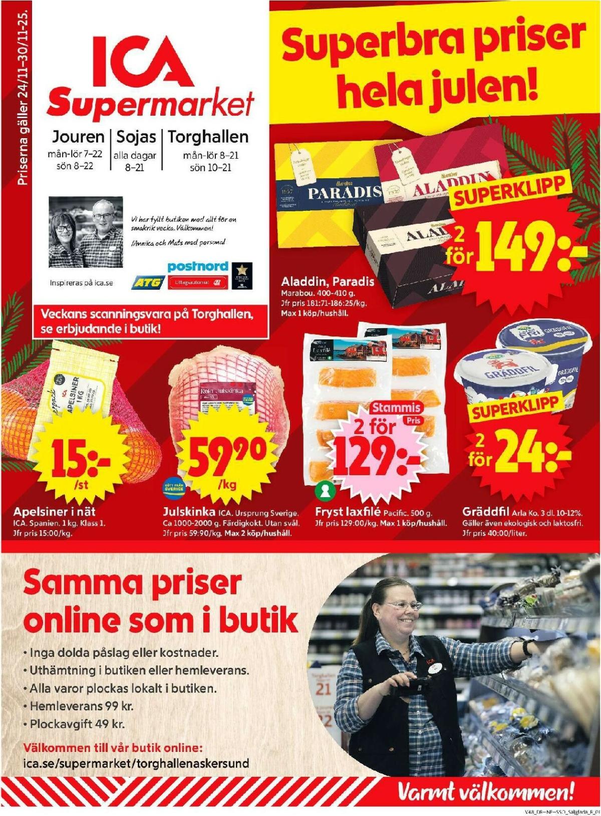 ICA Supermarket-reklambladet giltigt från 24/11 - 30/11