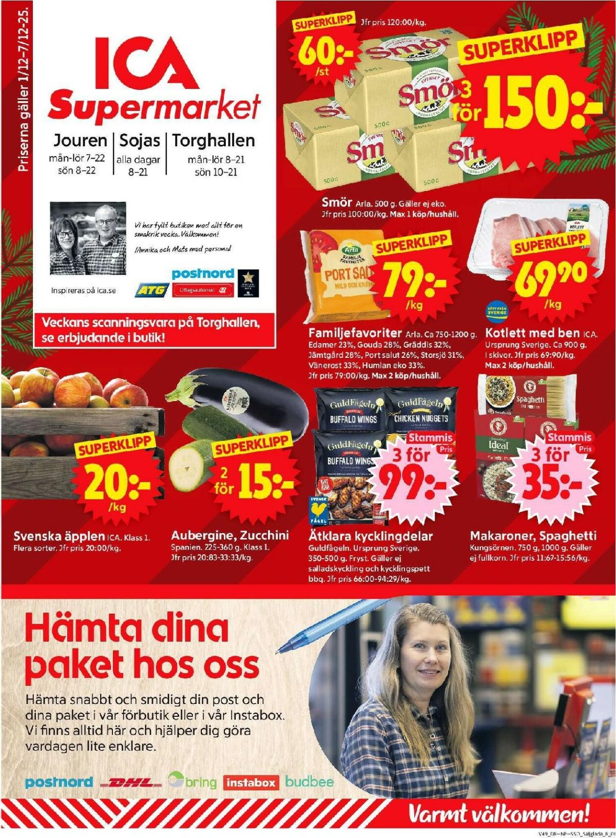 ICA Supermarket-reklambladet giltigt från 01/12 - 07/12