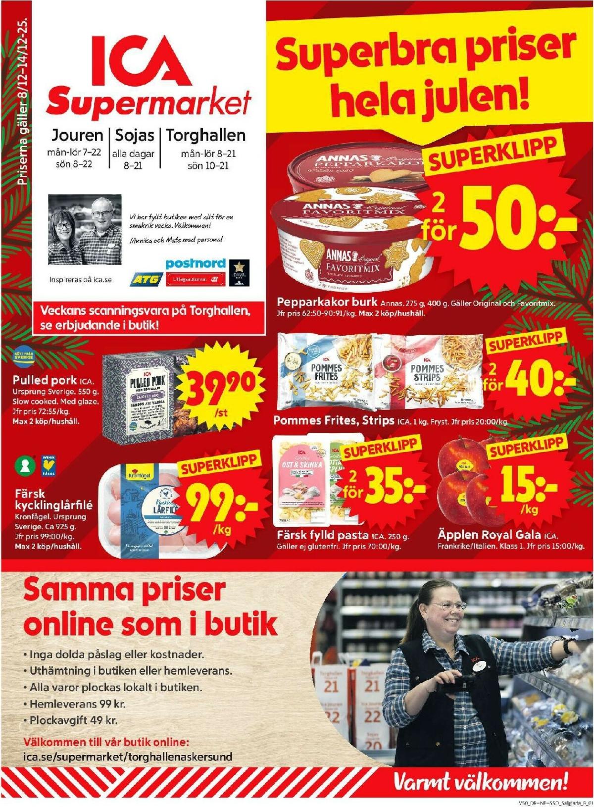 ICA Supermarket-reklambladet giltigt från 08/12 - 14/12