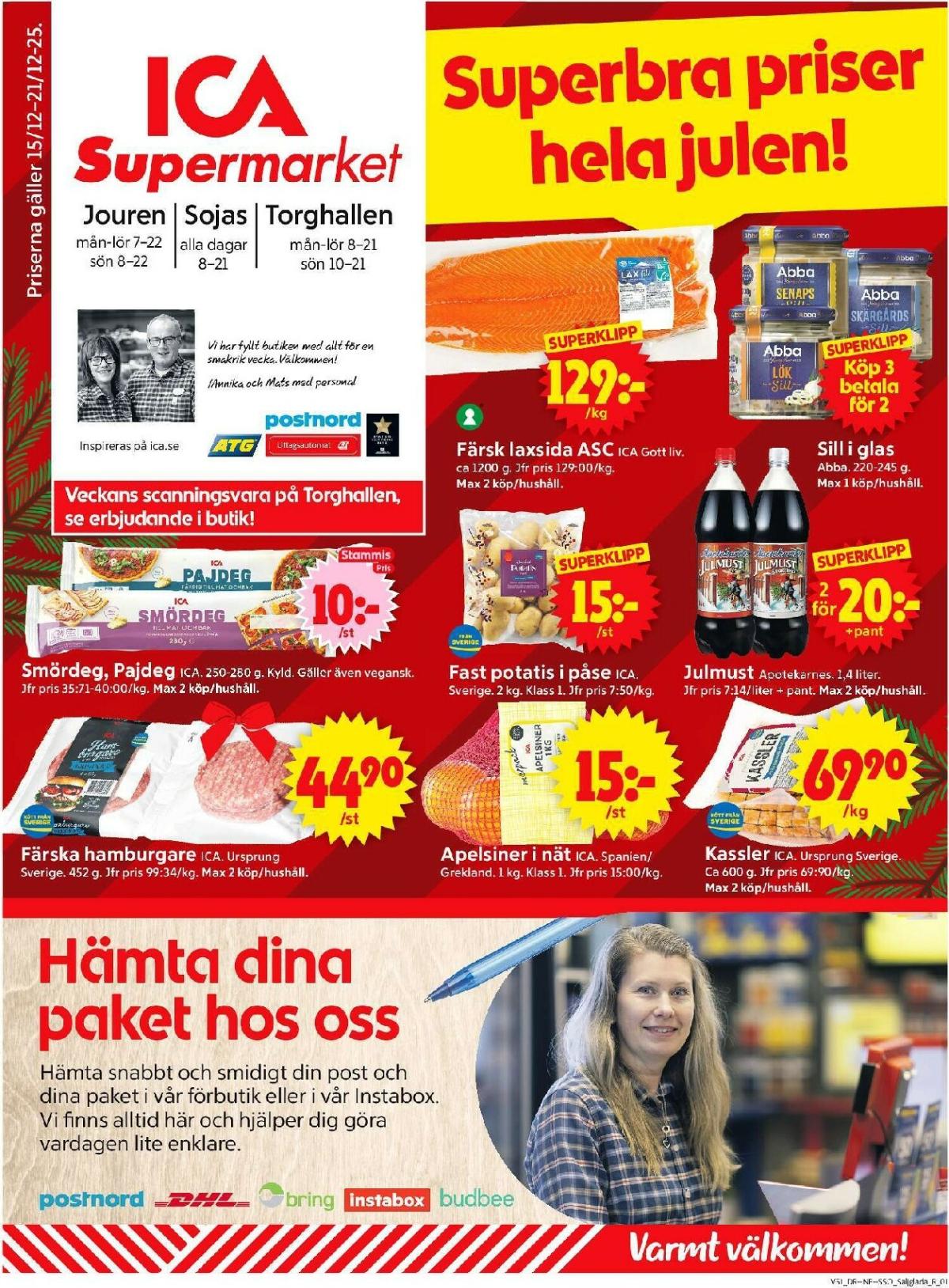 ICA Supermarket-reklambladet giltigt från 15/12 - 21/12
