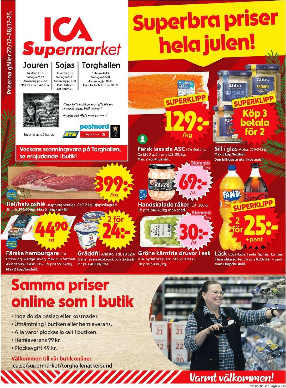 ICA Supermarket-reklambladet giltigt från 22/12 - 28/12