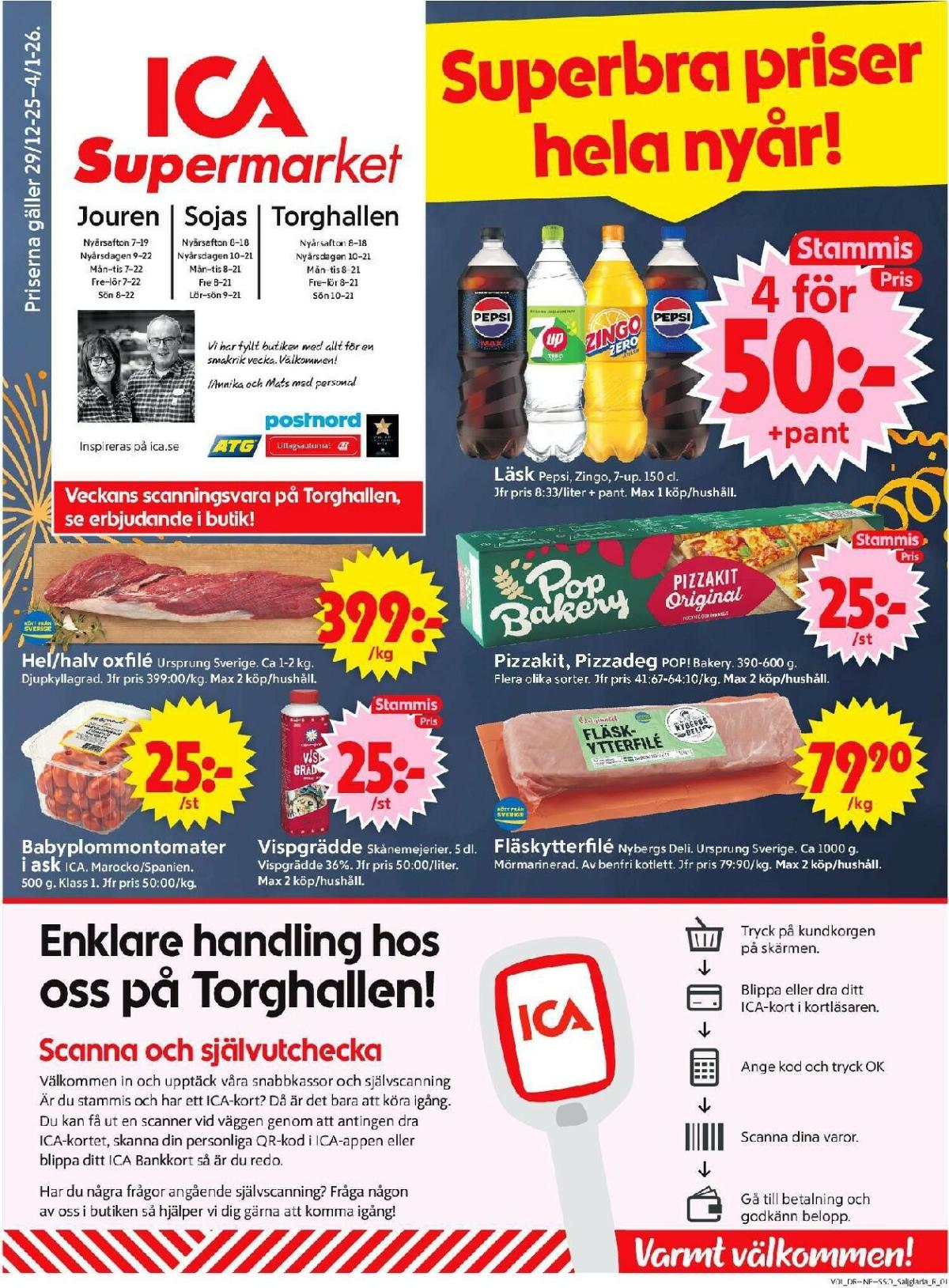 ICA Supermarket-reklambladet giltigt från 29/12 - 04/01