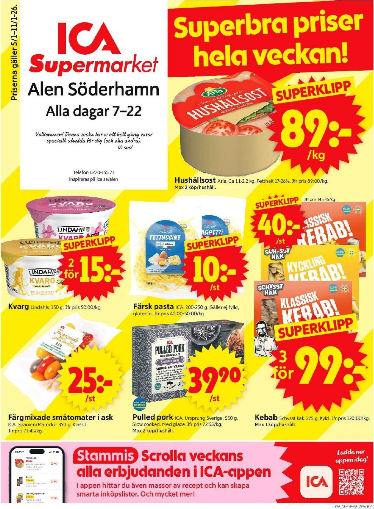 ICA Supermarket-reklambladet giltigt från 05/01 - 11/01