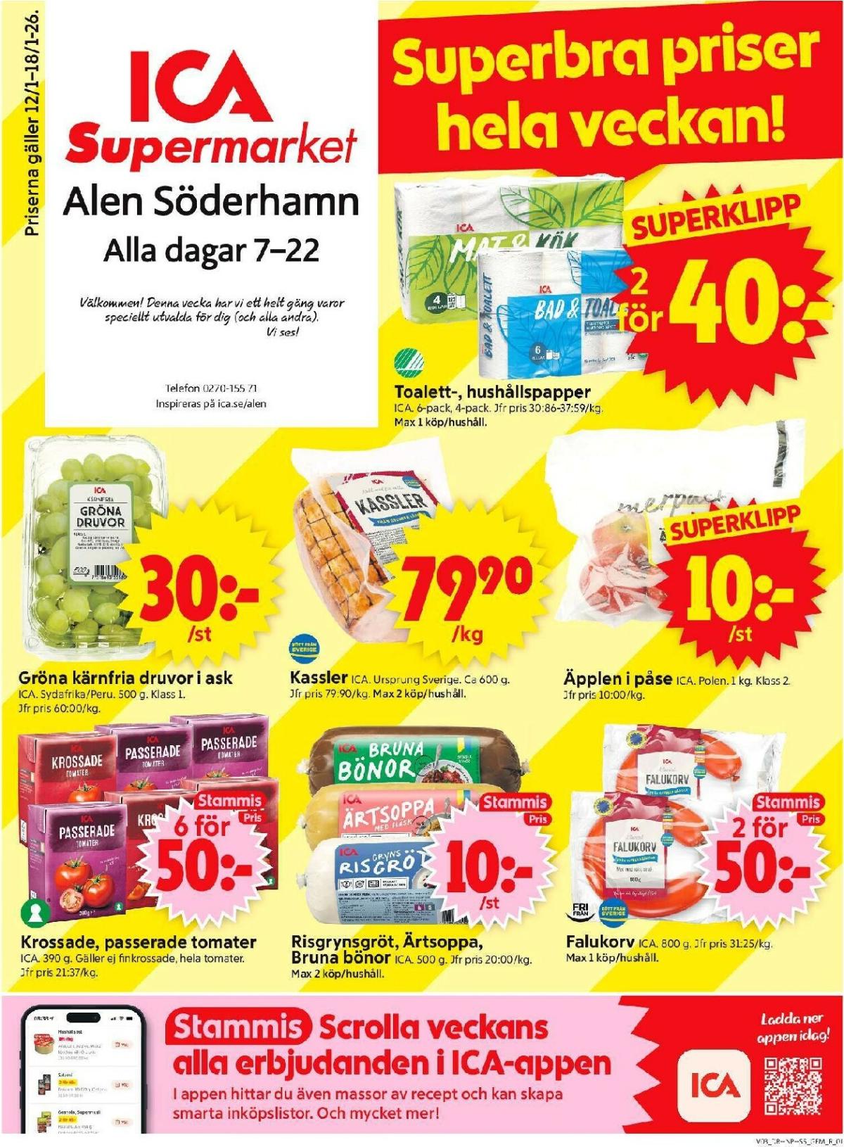 ICA Supermarket-reklambladet giltigt från 12/01 - 18/01