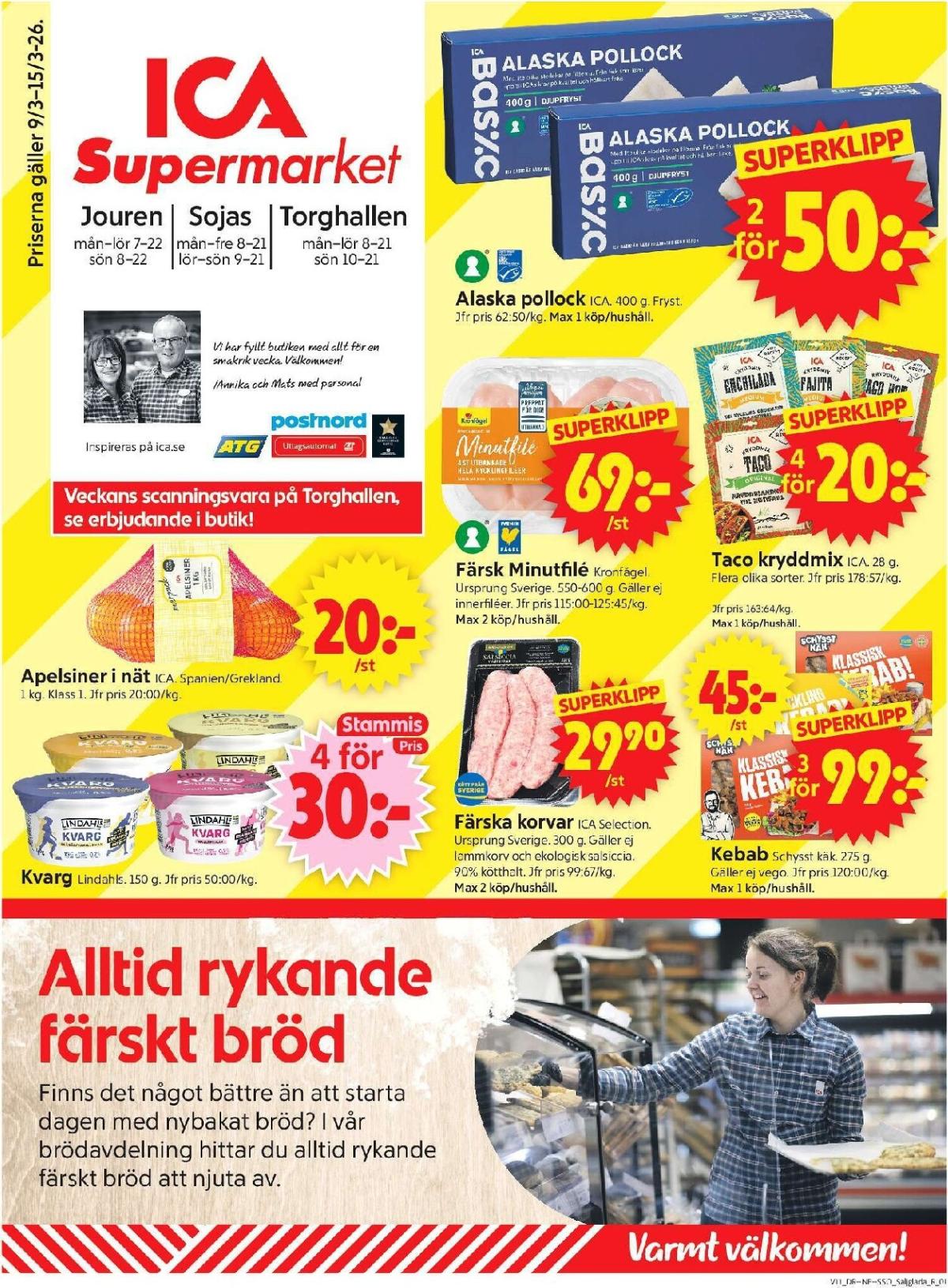 ICA Supermarket-reklambladet giltigt från 09/03/2026 - 15/03/2026