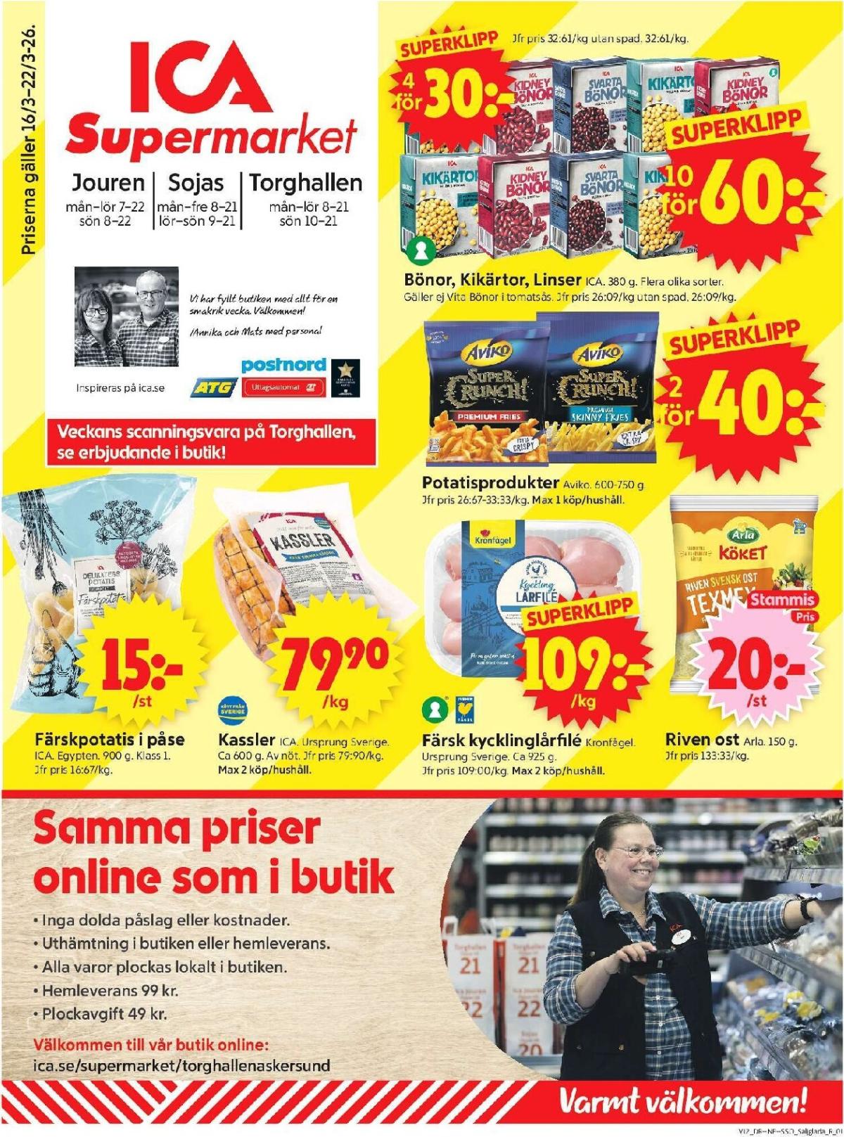 ICA Supermarket-reklambladet giltigt från 16/03/2026 - 22/03/2026