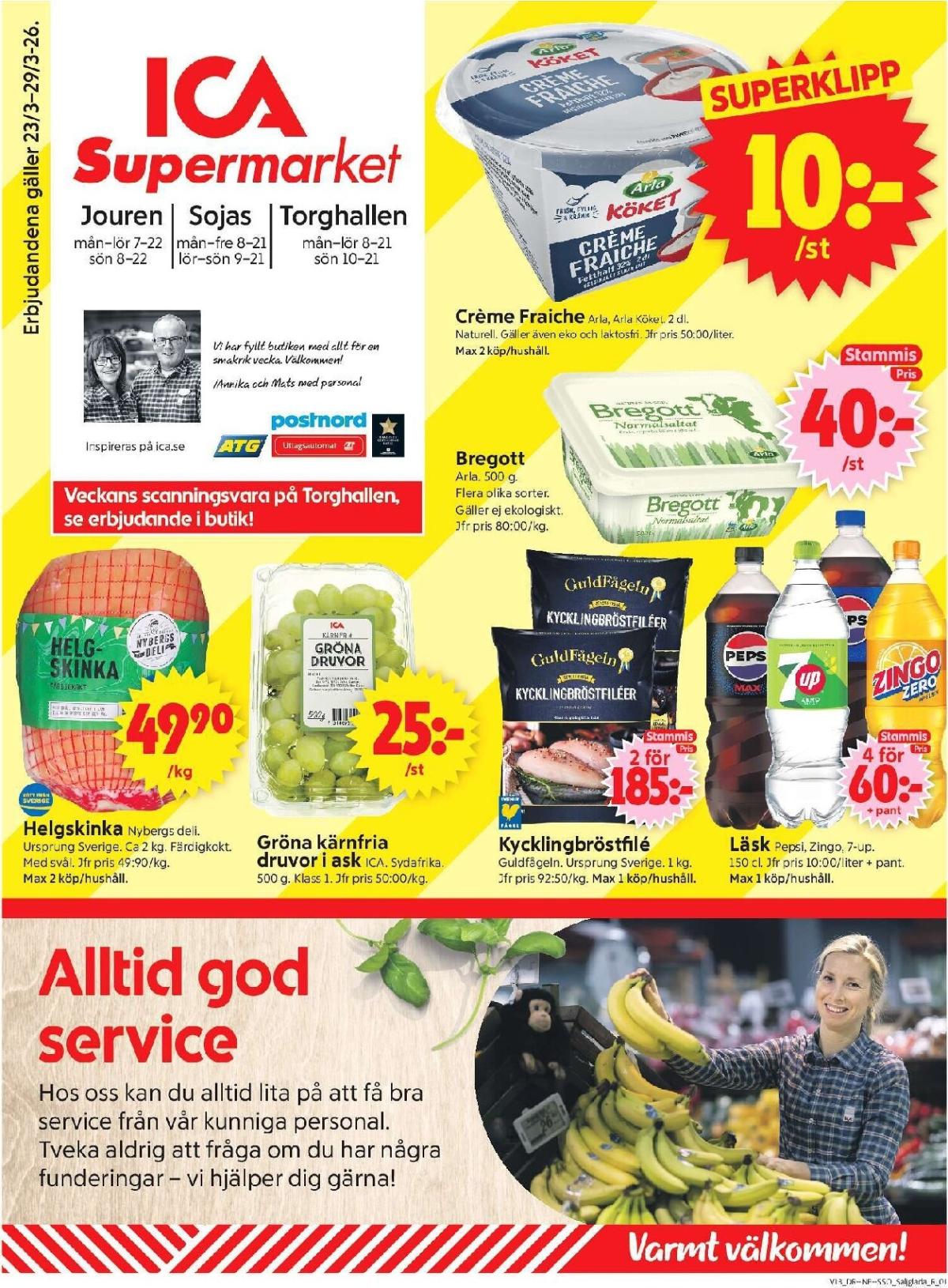 ICA Supermarket-reklambladet giltigt från 23/03/2026 - 29/03/2026