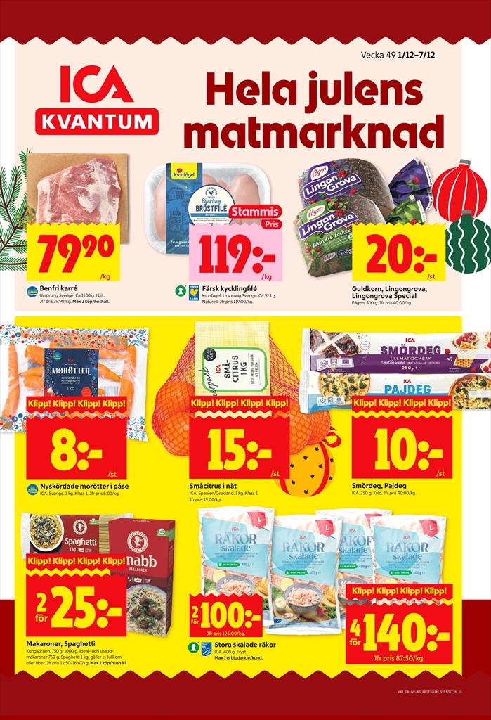 ICA Kvantum-reklambladet giltigt från 01/12 - 07/12
