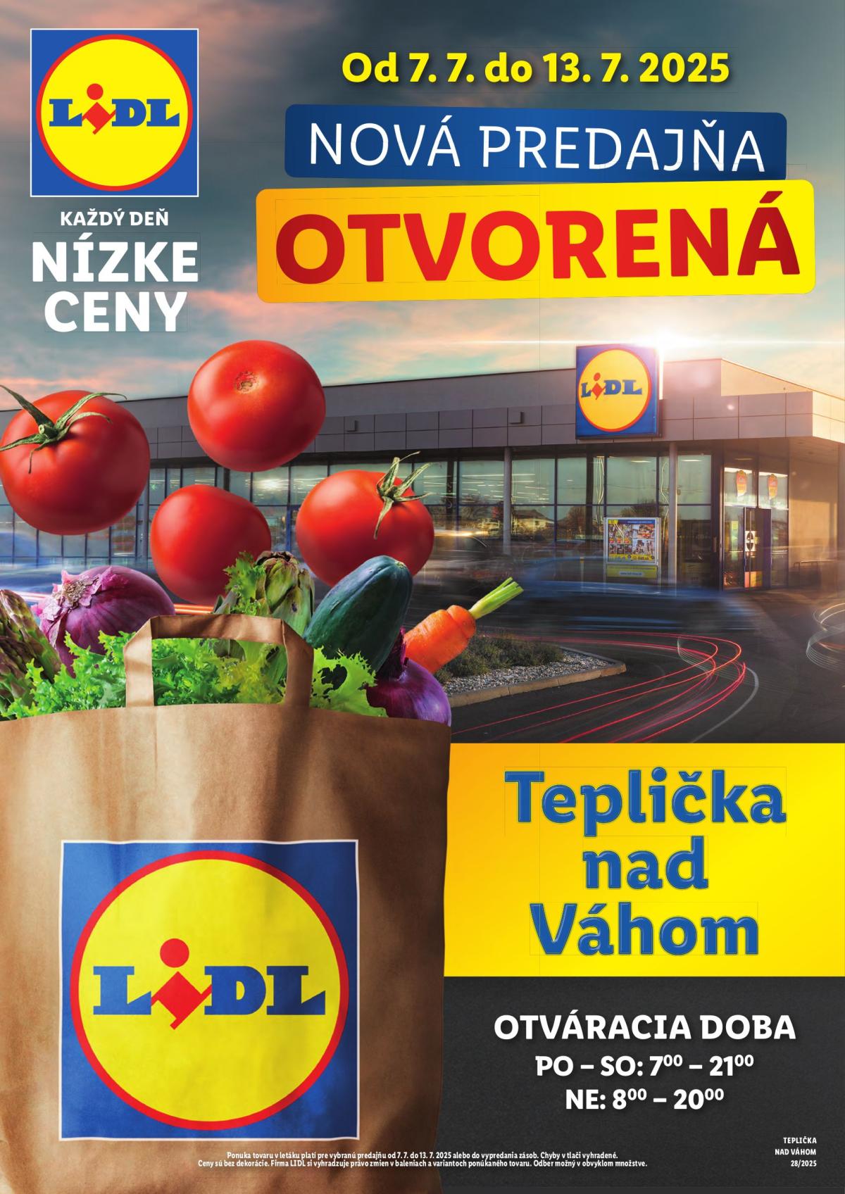 Leták Lidl - Nová predajňa v Tepličke nad Váhom platný od 07.07. do 13.07.