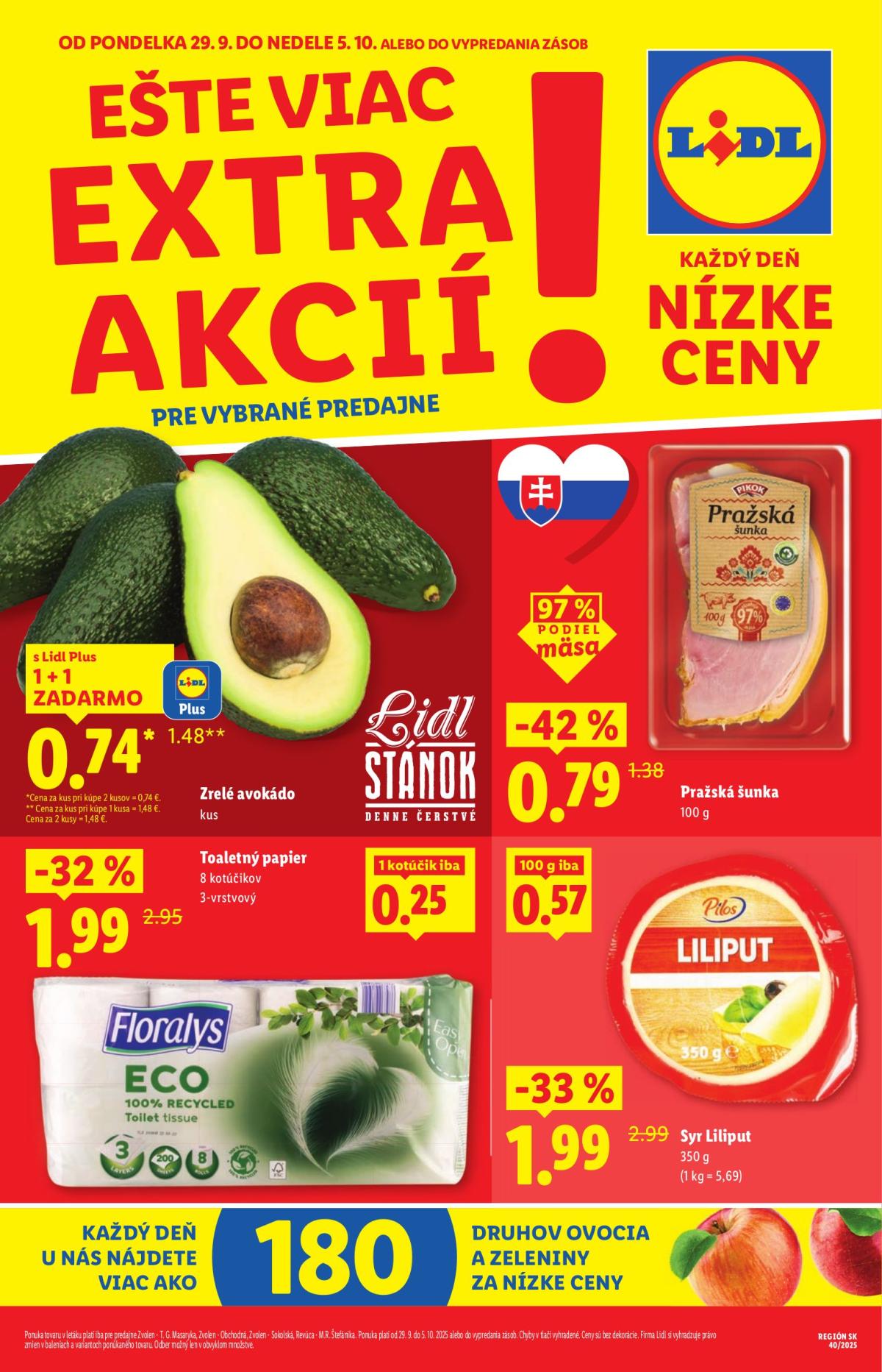 Leták Lidl - Extra akcie pre vybrané predajne platný od 29.09. do 05.10.