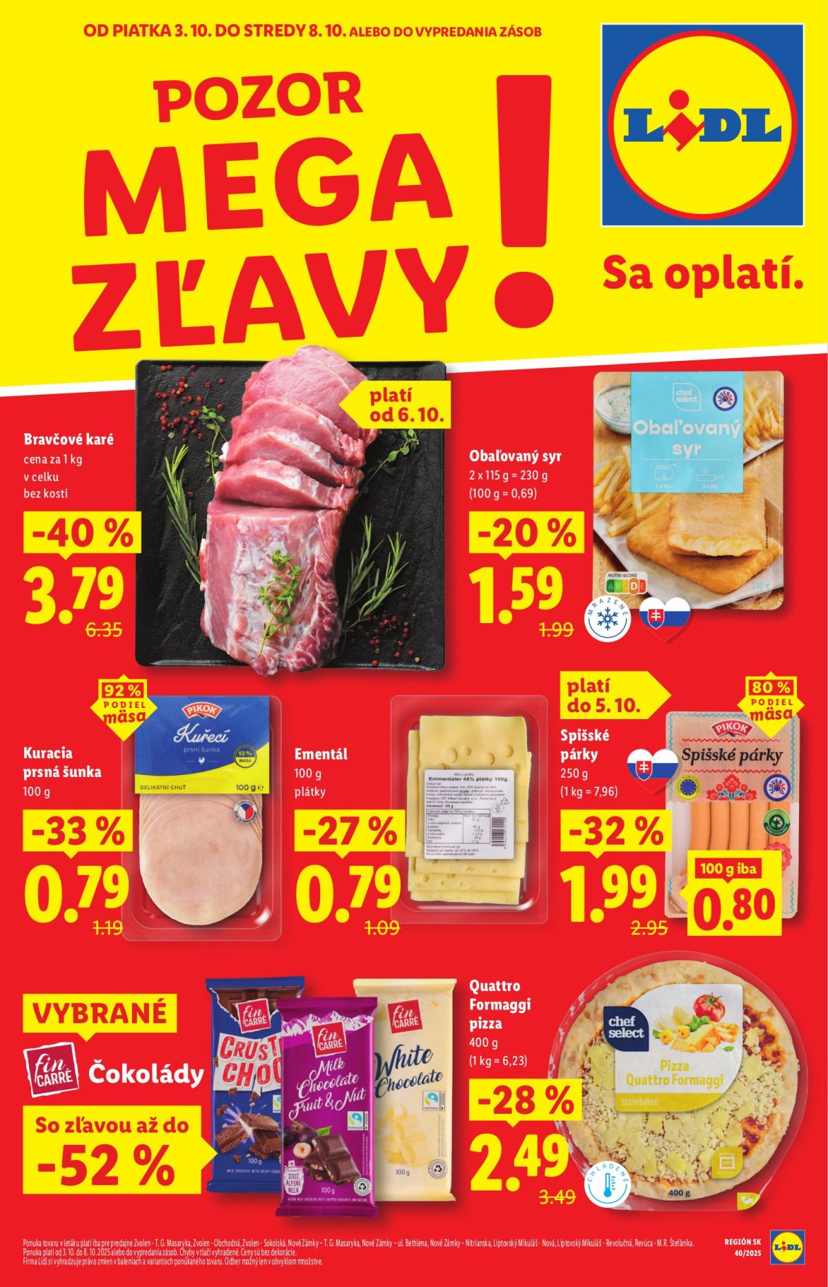 Leták Lidl - Mega zľavy pre vybrané predajne platný od 03.10. do 08.10.