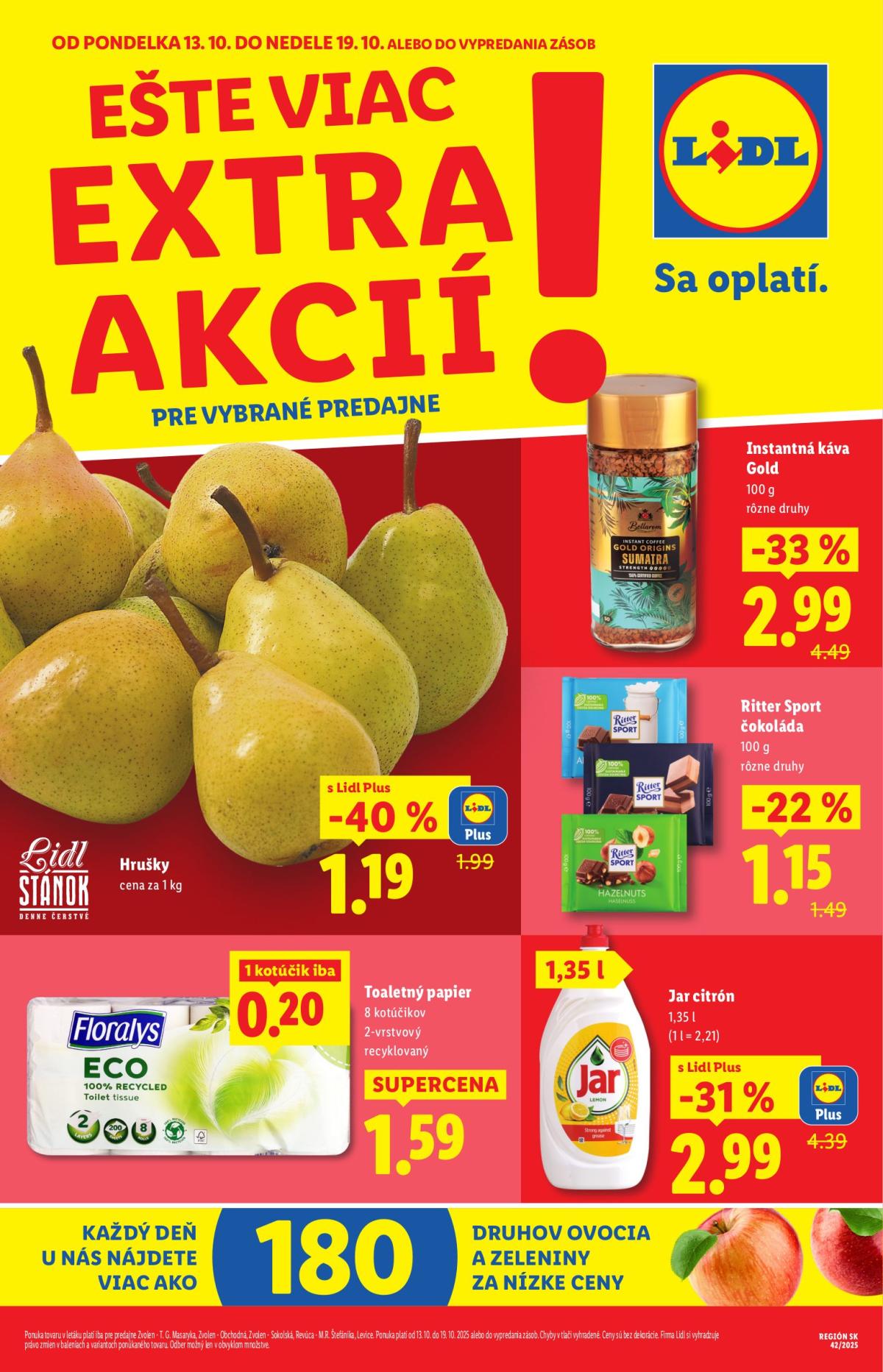 Leták Lidl - Extra akcie pre vybrané predajne platný od 13.10. do 19.10.