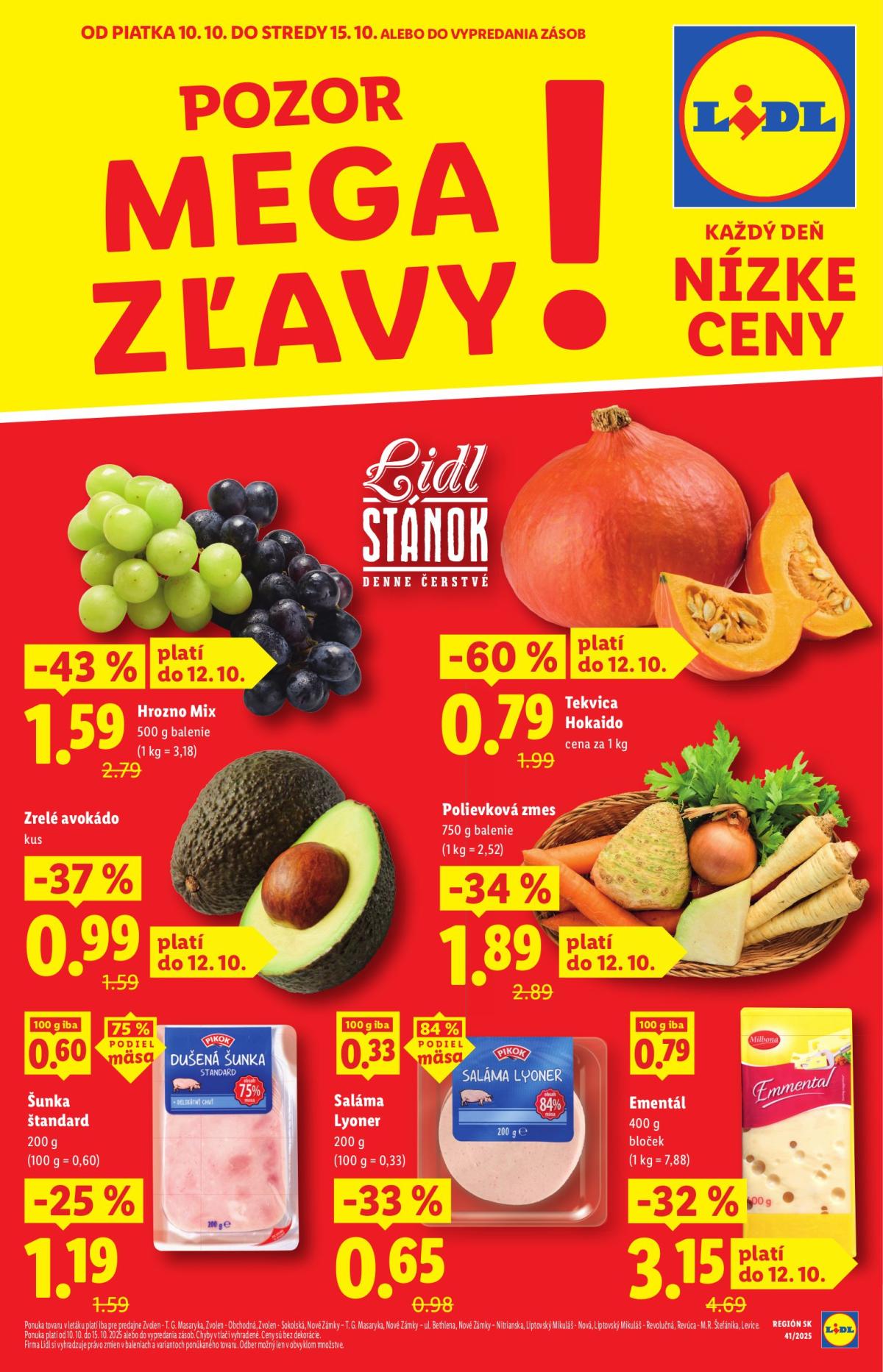Leták Lidl - Mega zľavy pre vybrané predajne platný od 10.10. do 15.10.