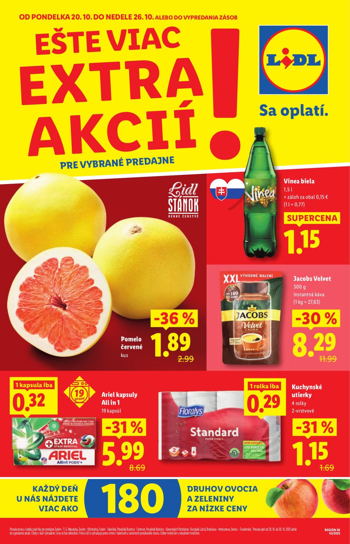 Leták Lidl - Špeciálne akcie - vybrané predajne platný od 20.10. do 26.10.