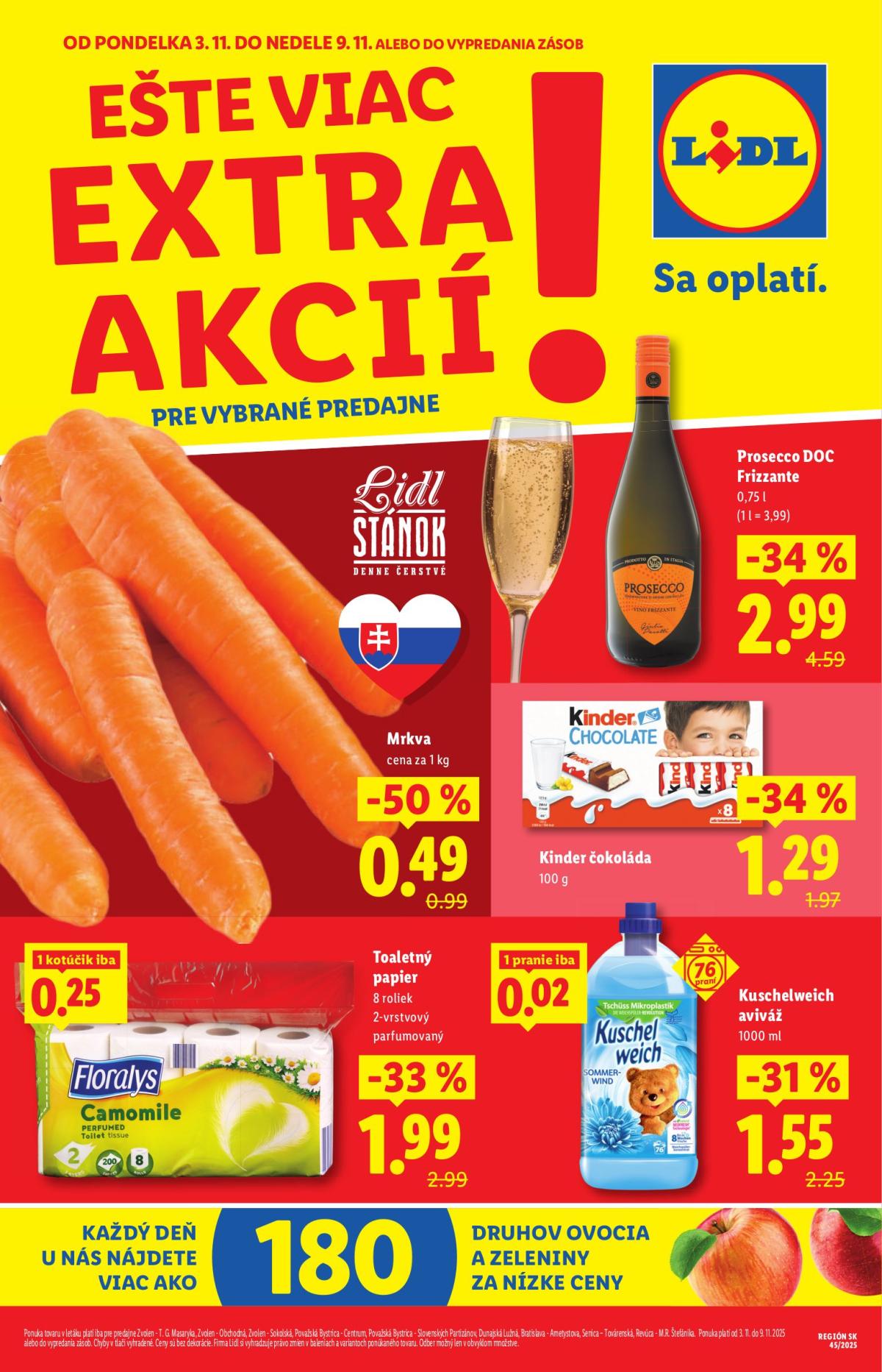 Leták Lidl - Špeciálne akcie - vybrané predajne platný od 03.11. do 09.11.