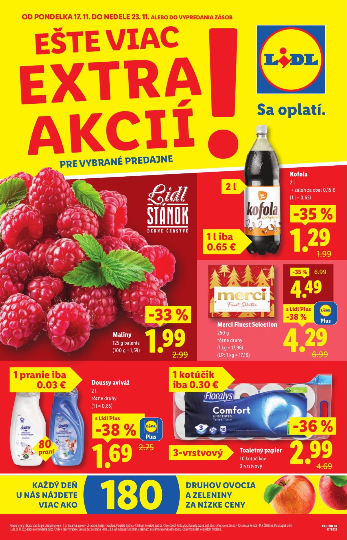 Leták Lidl - Extra akcie pre vybrané predajne platný od 17.11. do 23.11.