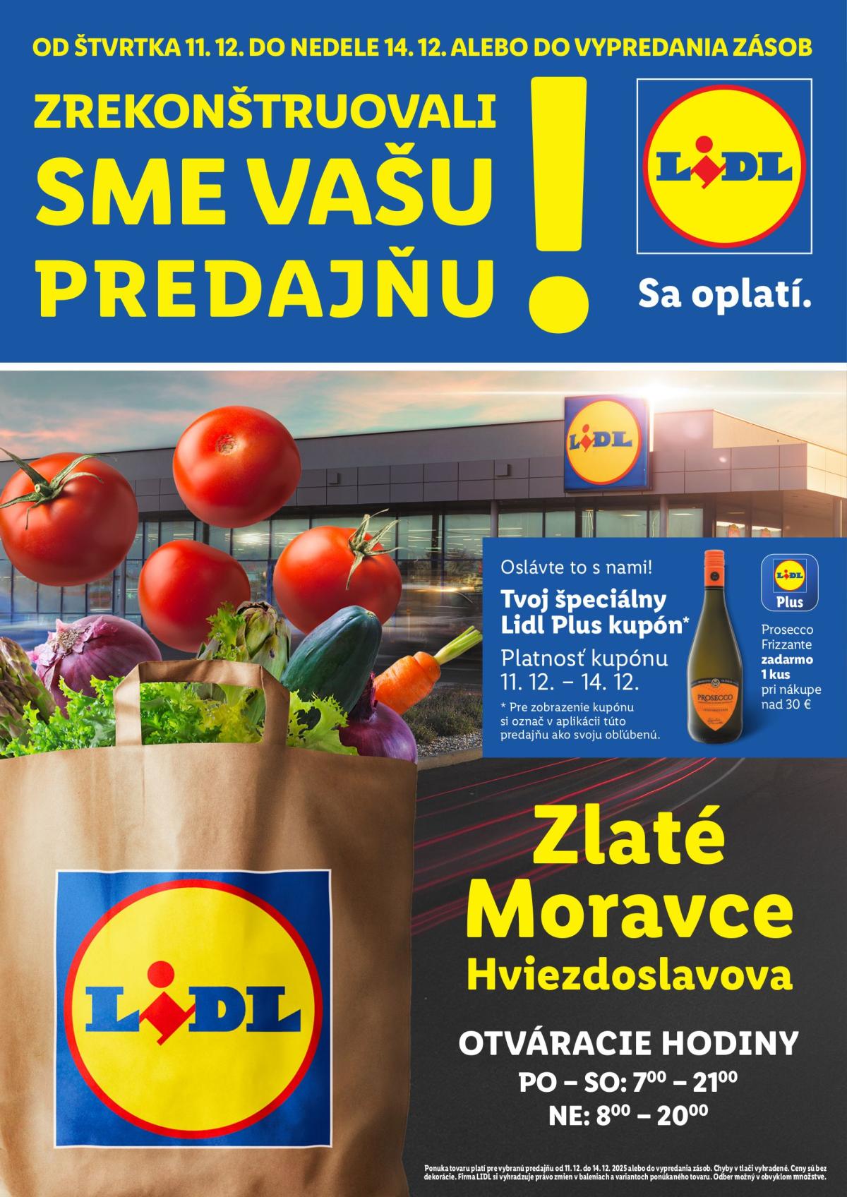 Leták Lidl - Nová predajňa v Zlatých Moravciach platný od 11.12. do 14.12.