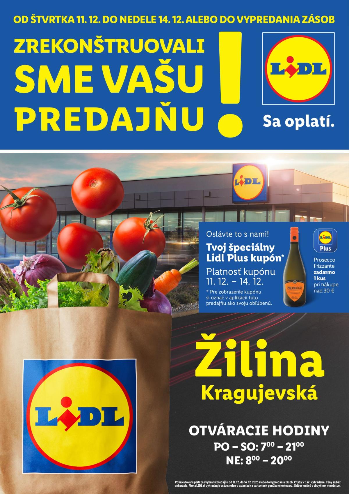 Leták Lidl - Nová predajňa v Žiline platný od 11.12. do 14.12.