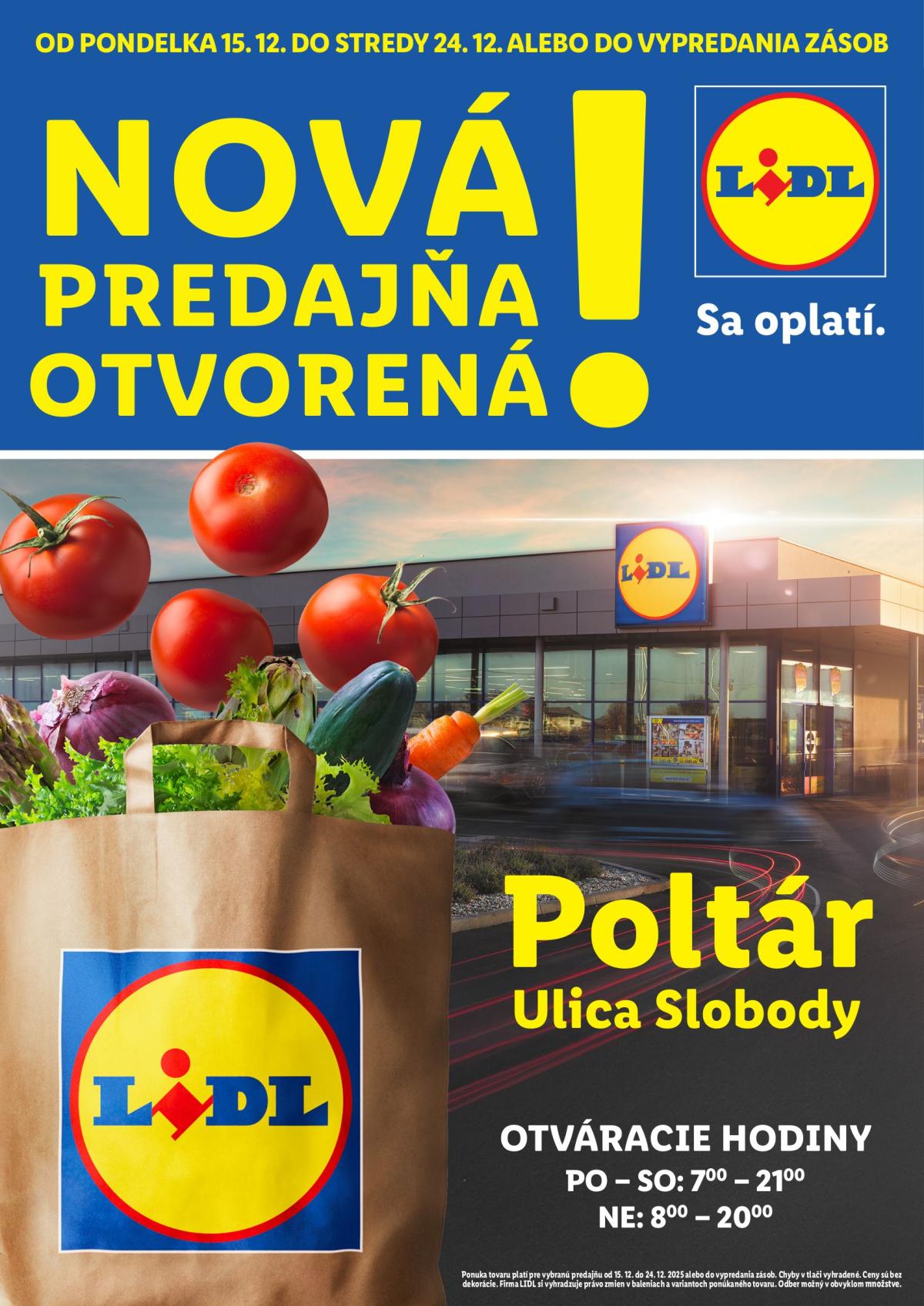 Leták Lidl - Nová predajňa v Poltári platný od 15.12. do 24.12.