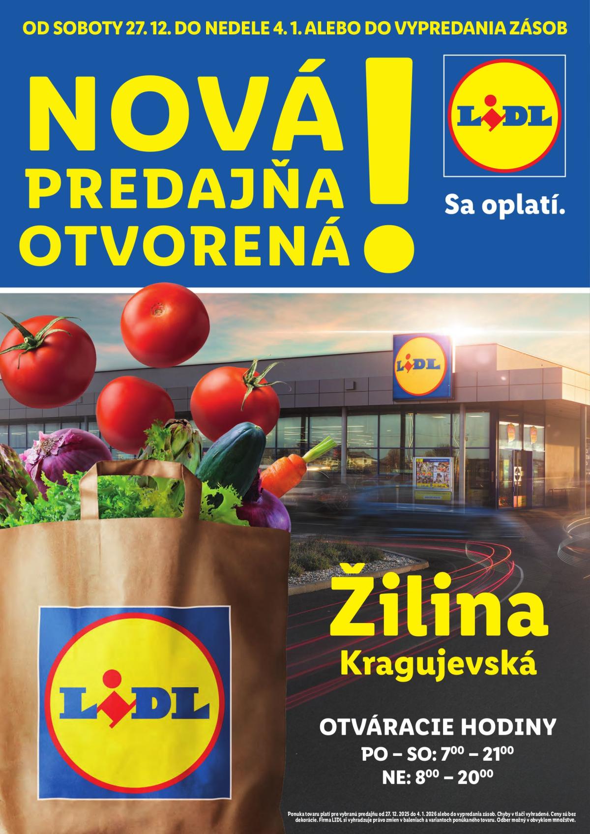 Leták Lidl - Nová predajňa v Žiline platný od 27.12. do 04.01.