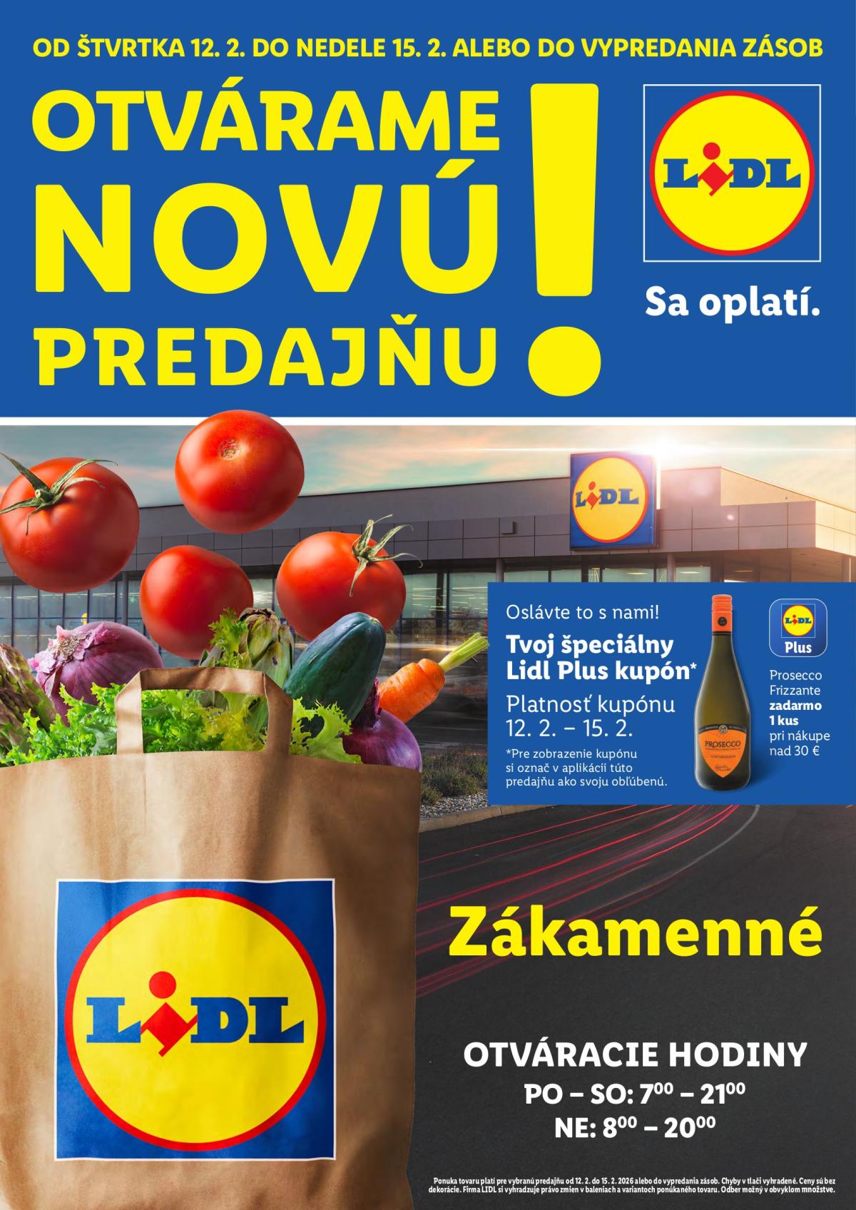 Leták Lidl - Nová predajňa v Zákamenom platný od 12.02.2026 do 15.02.2026