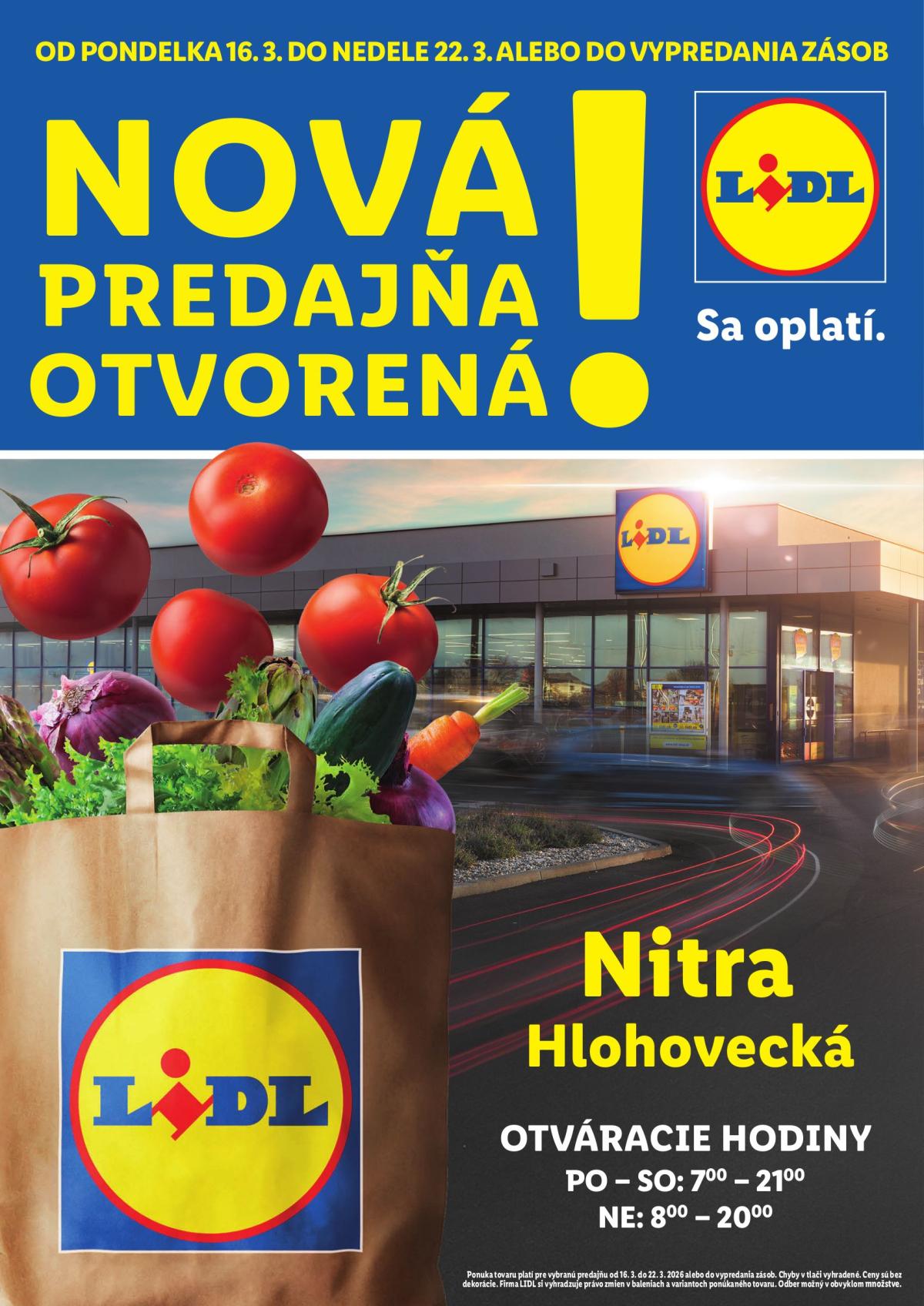 Leták Lidl - Nová predajňa v Nitre platný od 16.03.2026 do 22.03.2026