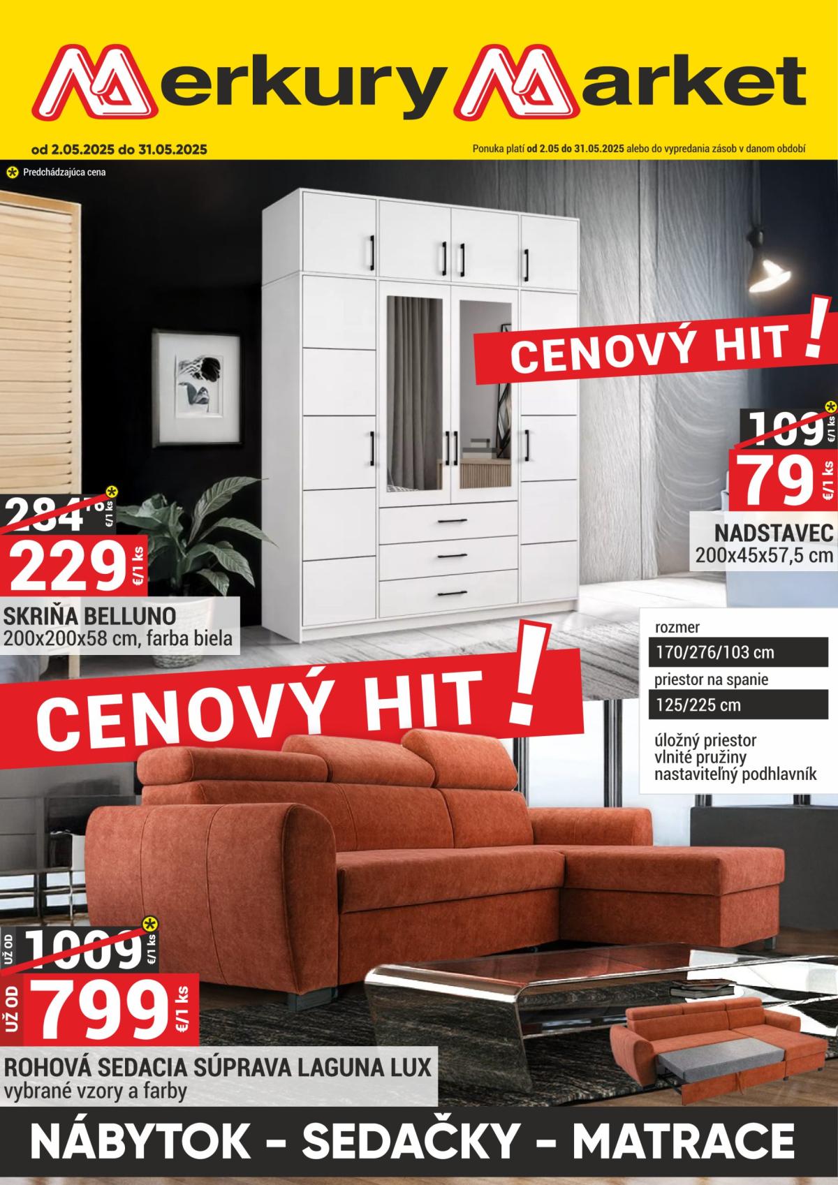 Merkury Market - Nábytok, sedačky, matrace leták platný od 01.05. - 31.05.
