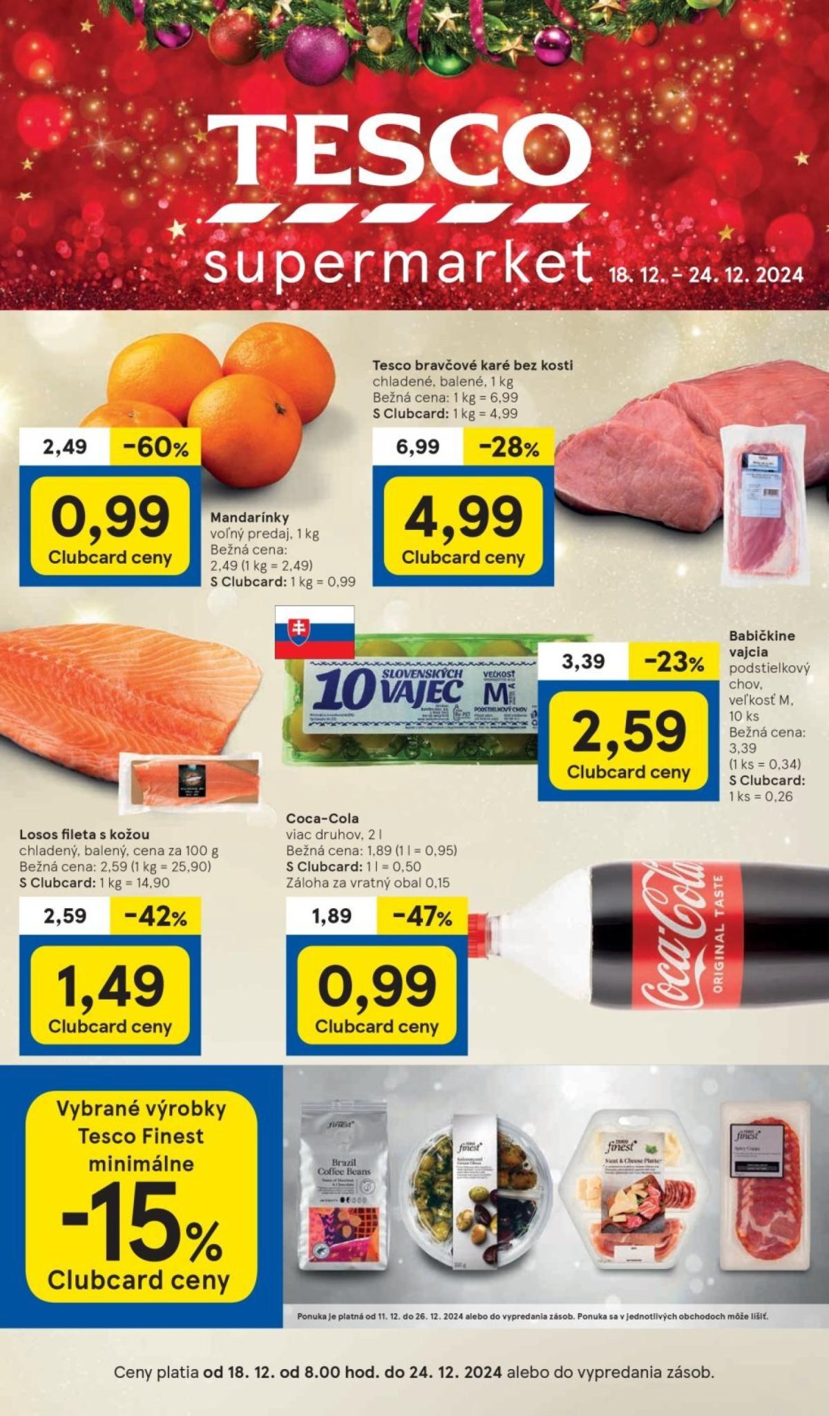 Tesco Supermarket leták platný od 18.12. - 24.12.