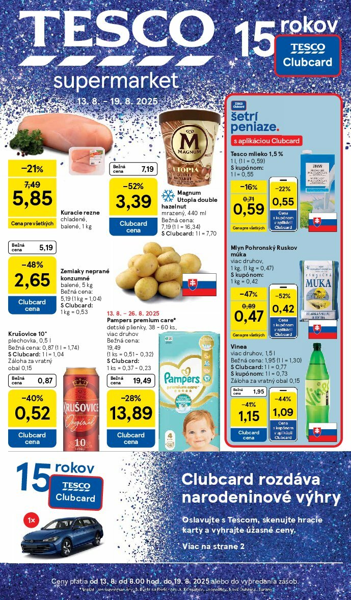 Leták Tesco supermarket platný od 13.08. do 19.08.