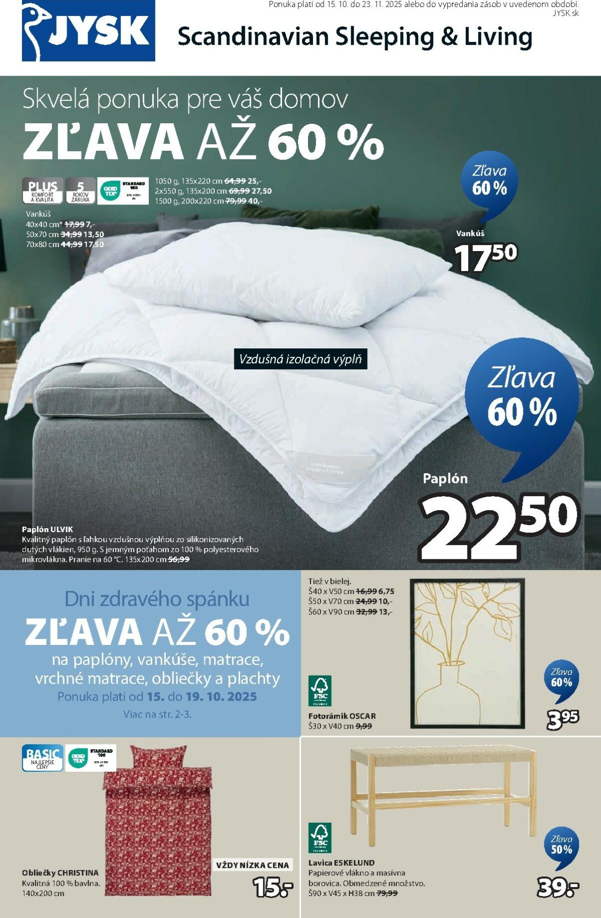 Leták Jysk platný od 15.10. do 23.11.