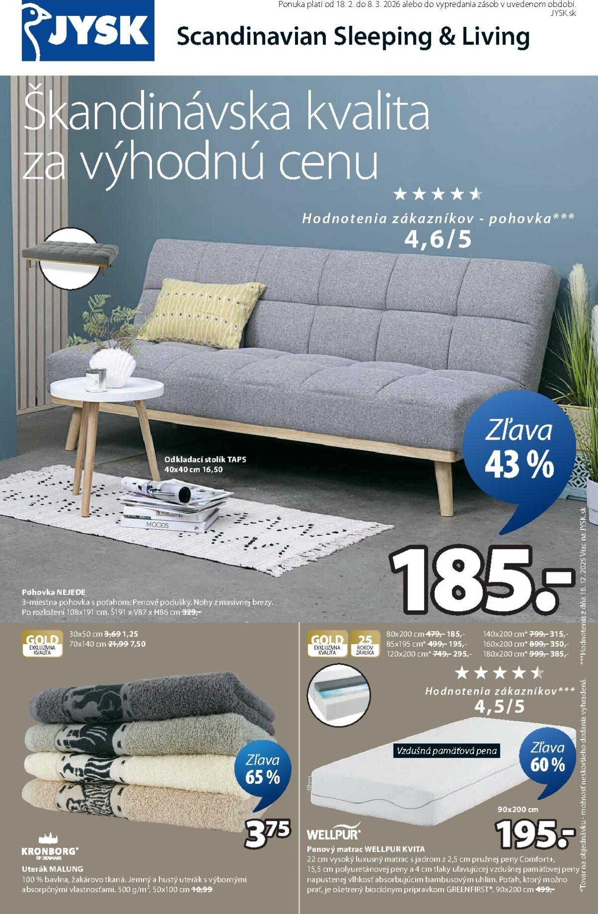 Leták Jysk platný od 18.02.2026 do 08.03.2026