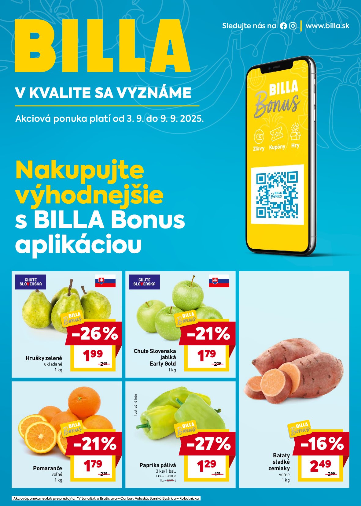 Leták Billa - Bonus Aplikácia platný od 03.09. do 09.09.