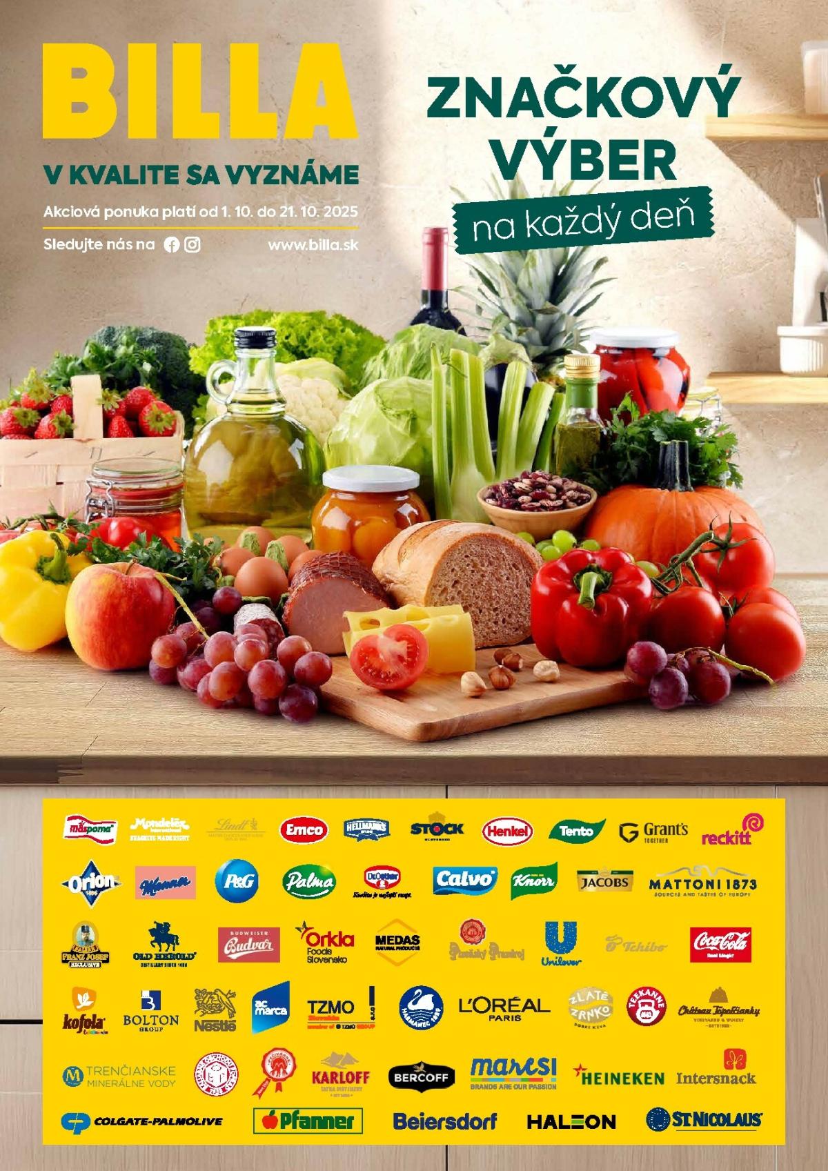 Leták Billa - Značková ponuka platný od 01.10. do 21.10.
