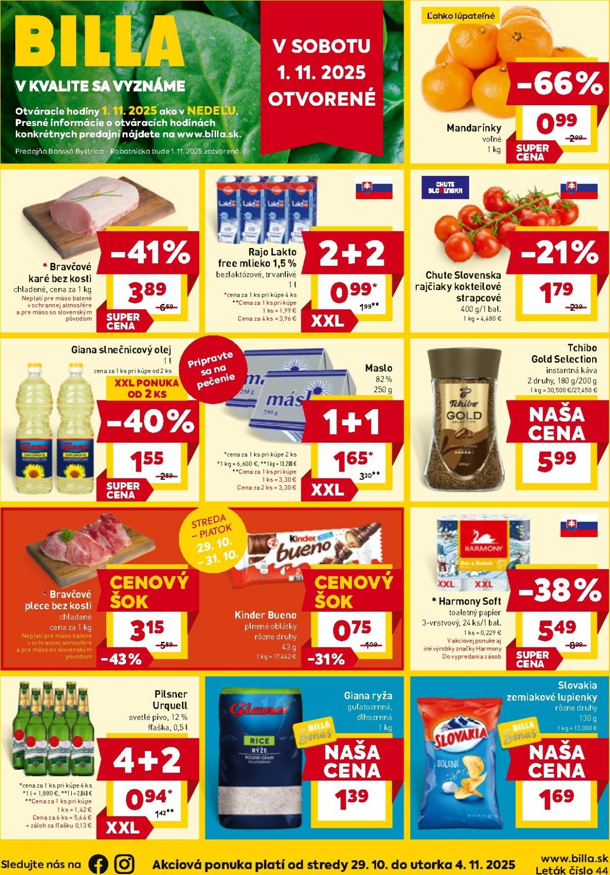 Leták Billa platný od 29.10. do 04.11.