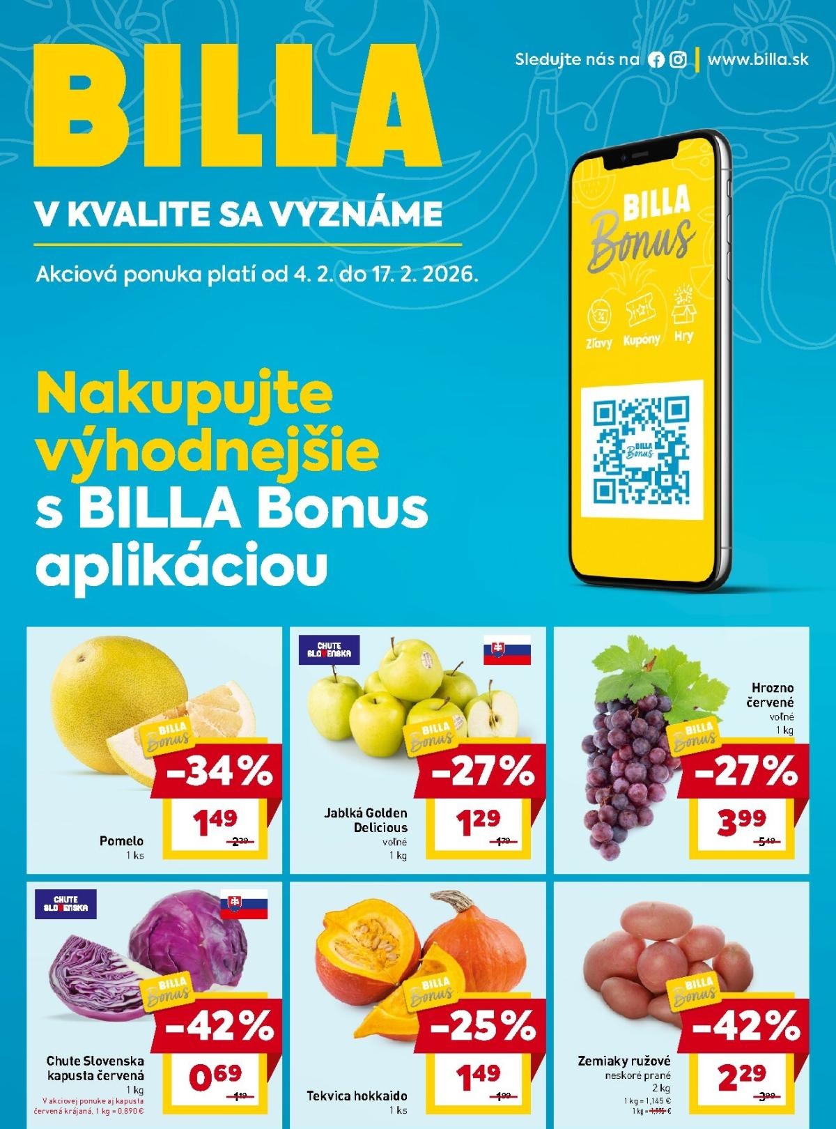 Leták Billa - Bonus leták platný od 04.02.2026 do 17.02.2026
