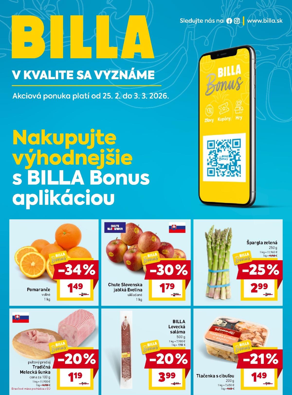 Leták Billa - Bonus platný od 25.02.2026 do 03.03.2026