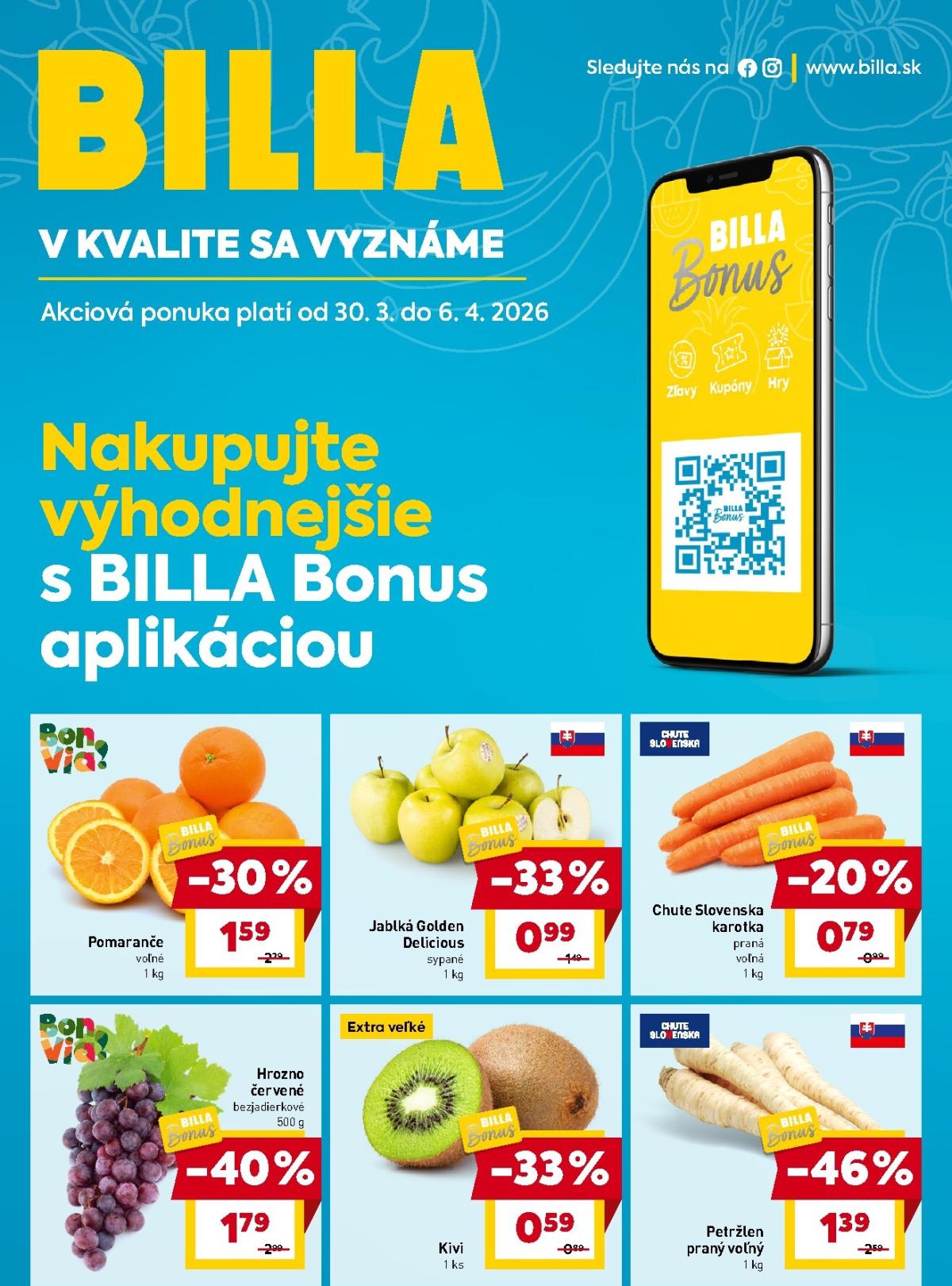 Leták Billa - Bonus platný od 30.03.2026 do 06.04.2026