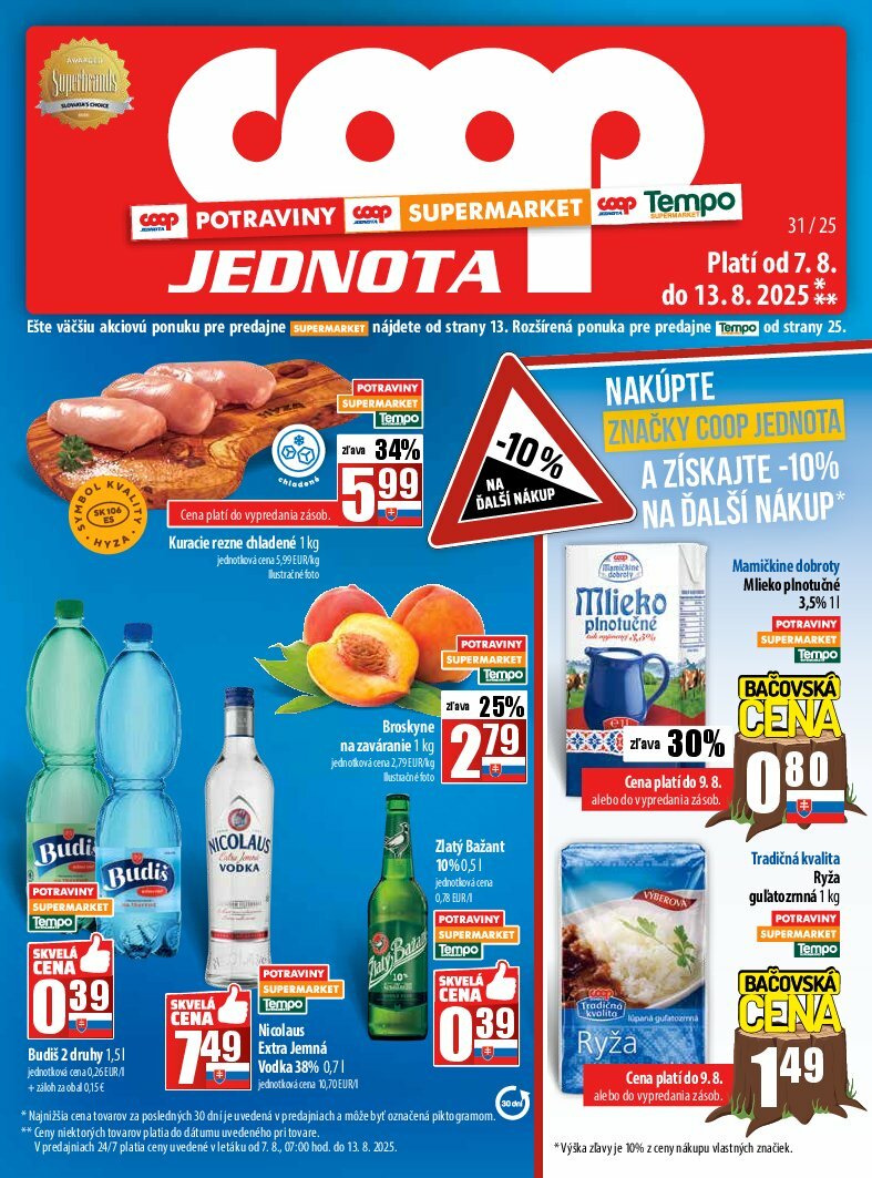 Leták COOP Jednota platný od 07.08. do 13.08.