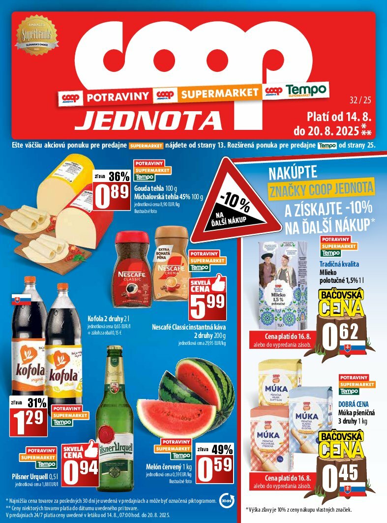 Leták COOP Jednota platný od 14.08. do 20.08.