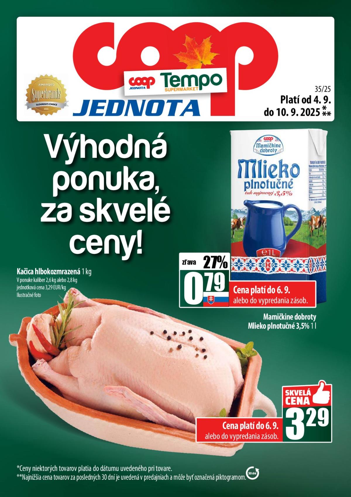 Leták COOP Jednota - Tempo platný od 04.09. do 10.09.