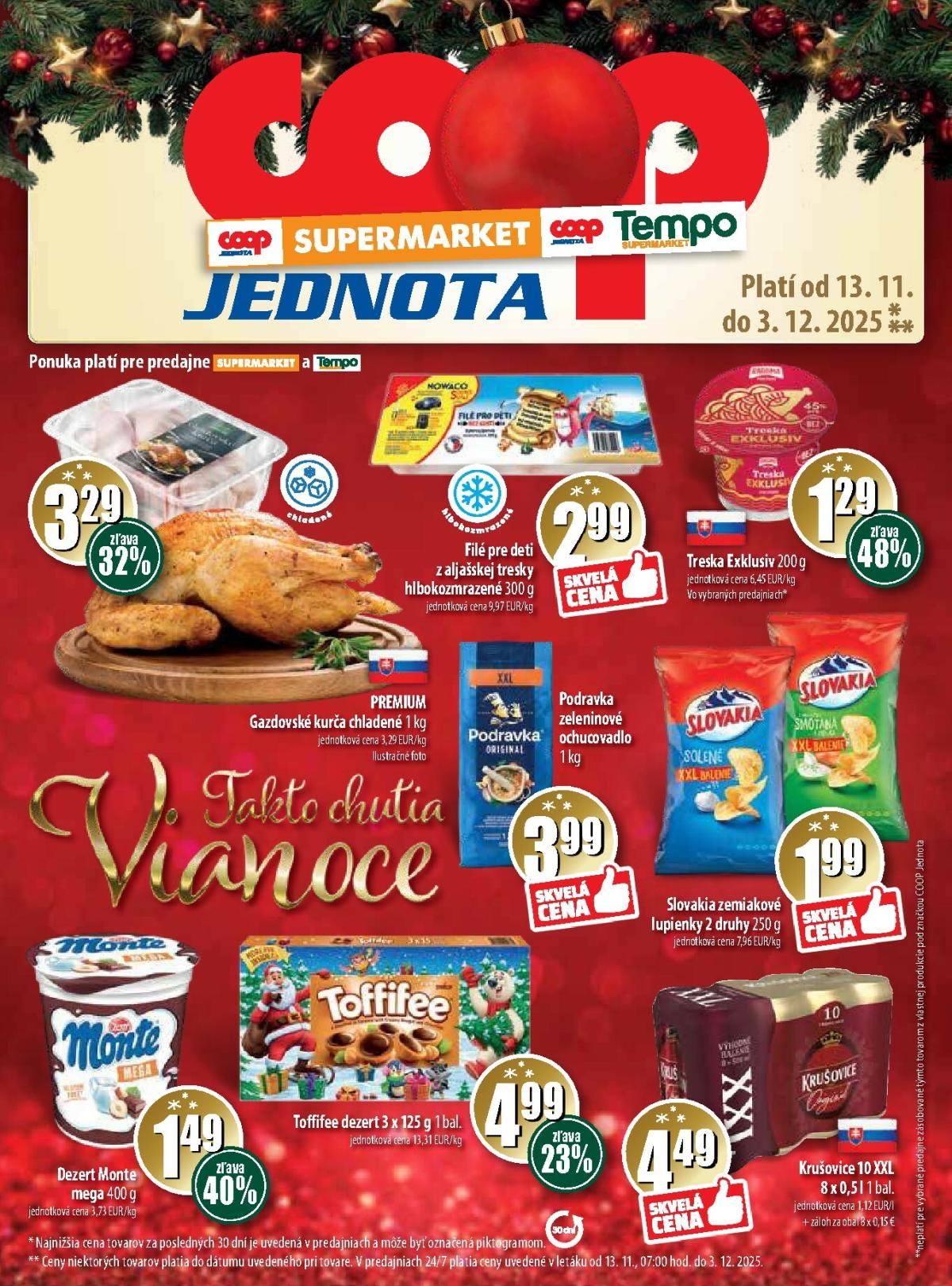 Leták COOP Jednota - Vianoce platný od 13.11. do 03.12.