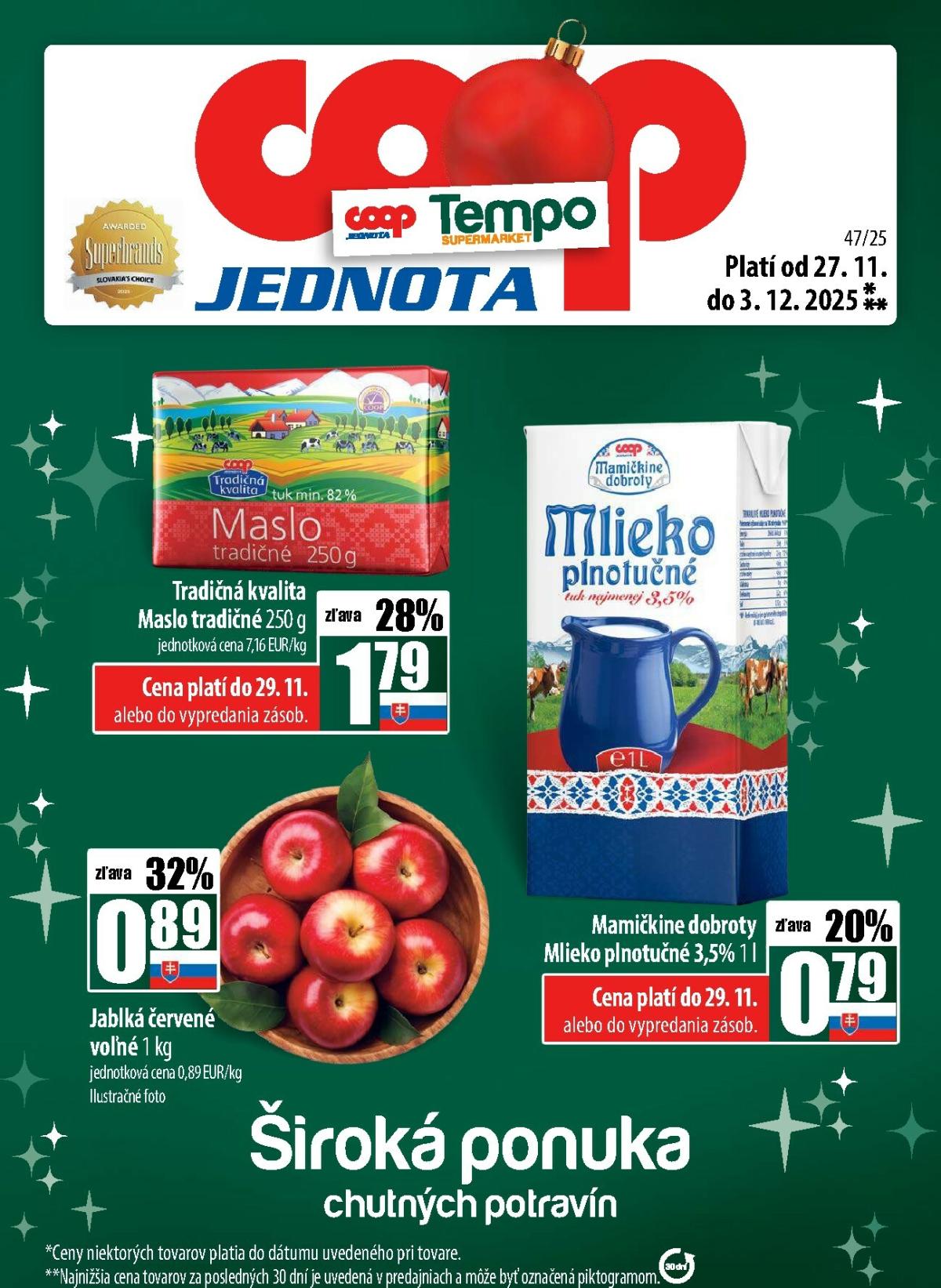 Leták COOP Jednota - Tempo platný od 27.11. do 03.12.