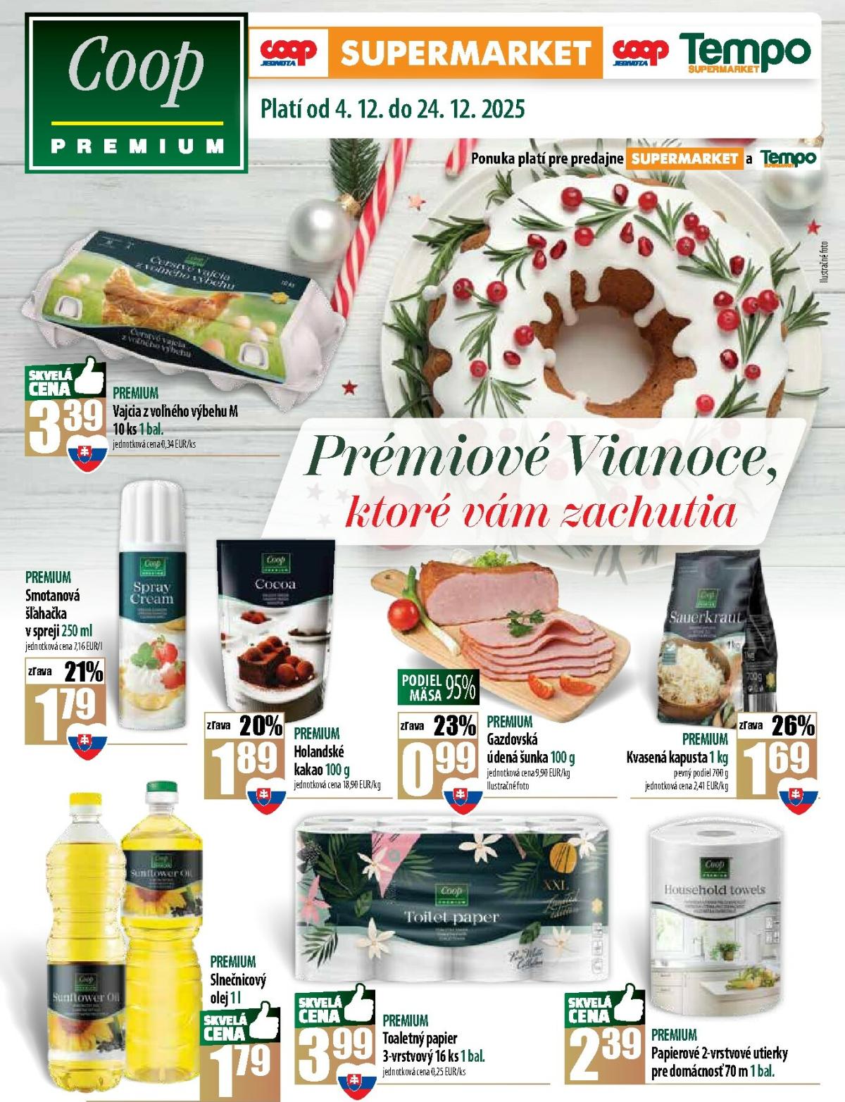 Leták COOP Jednota - Tempo - Premium platný od 04.12. do 24.12.