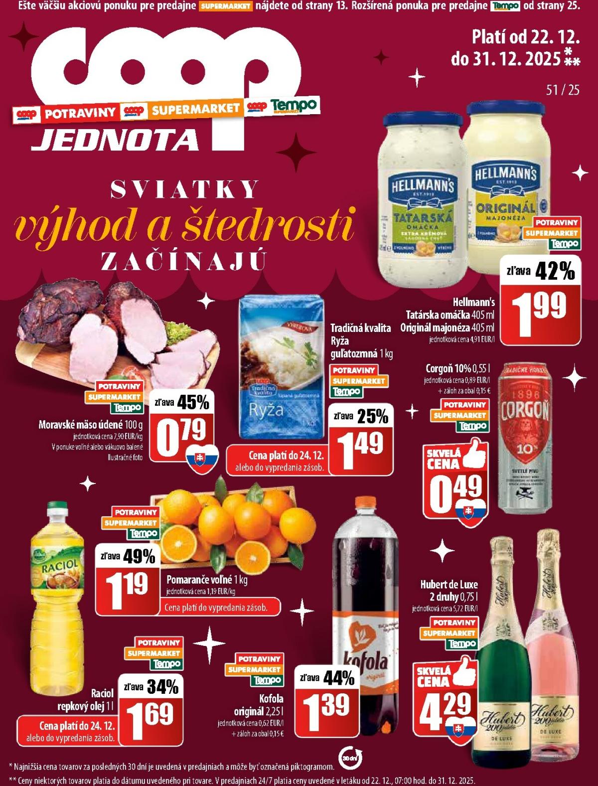 Leták COOP Jednota - Tempo platný od 22.12. do 31.12.