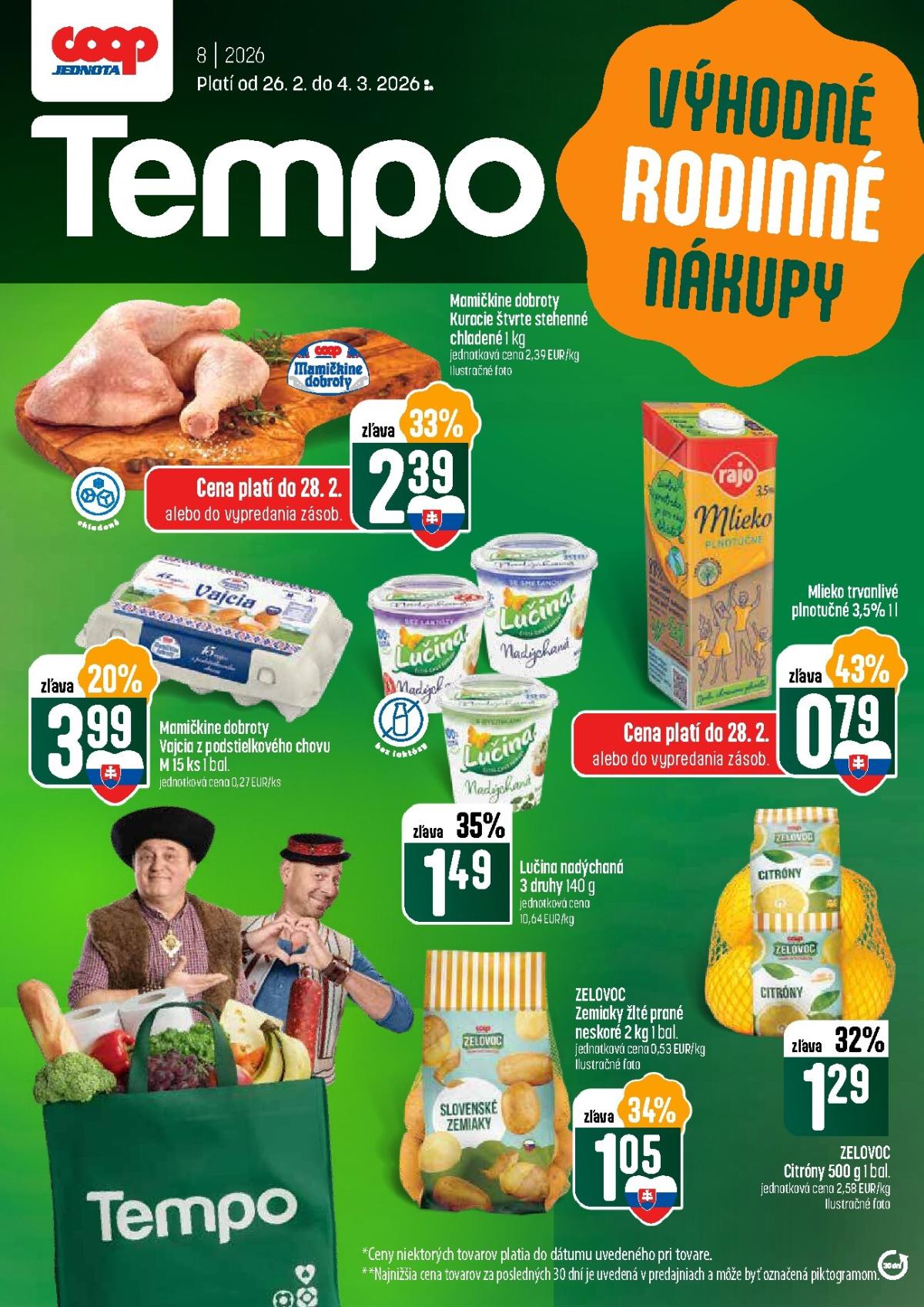 Leták COOP Jednota - Tempo platný od 26.02.2026 do 04.03.2026