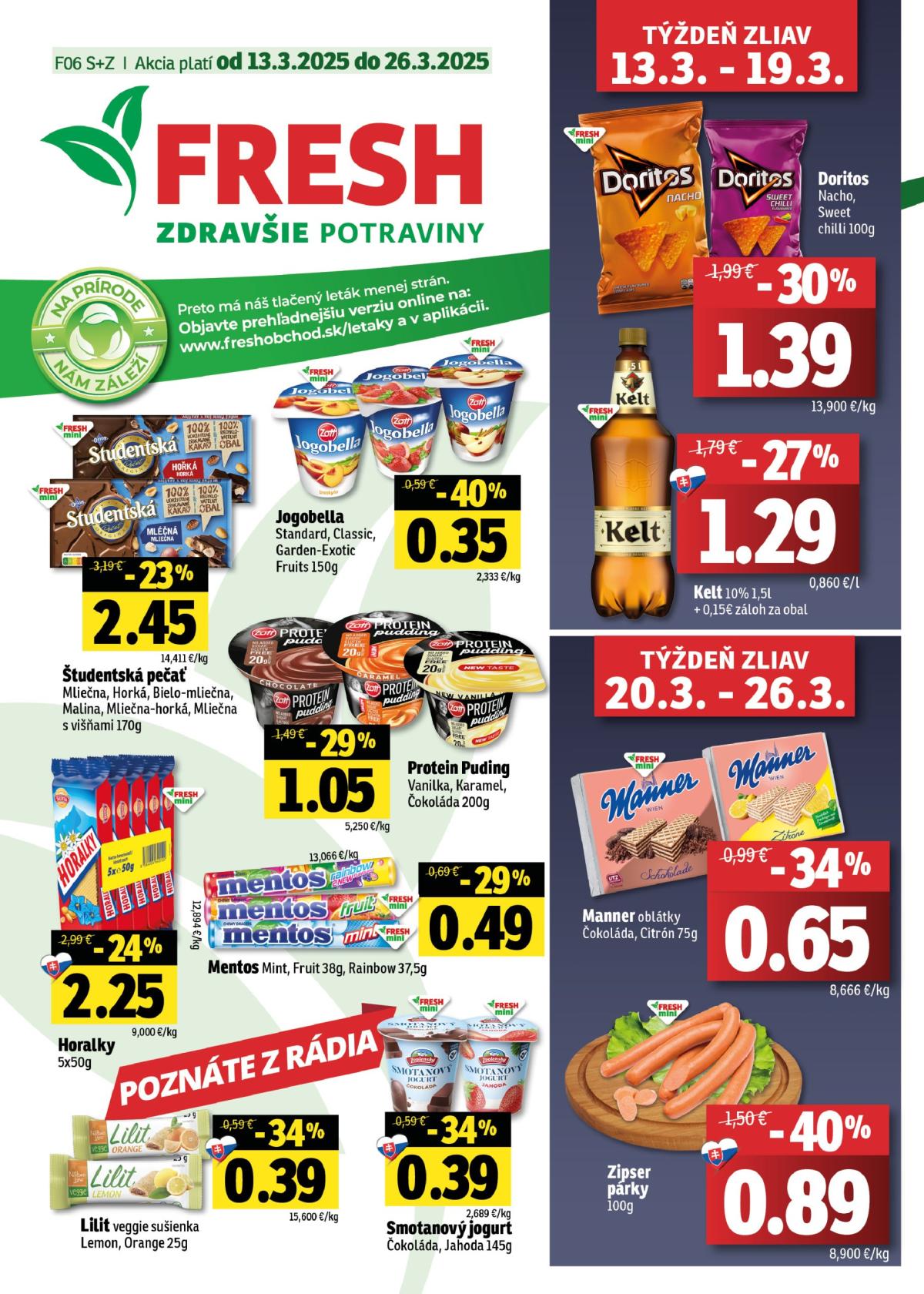 Fresh - Stredné a západné Slovensko leták platný od 13.03. - 26.03.