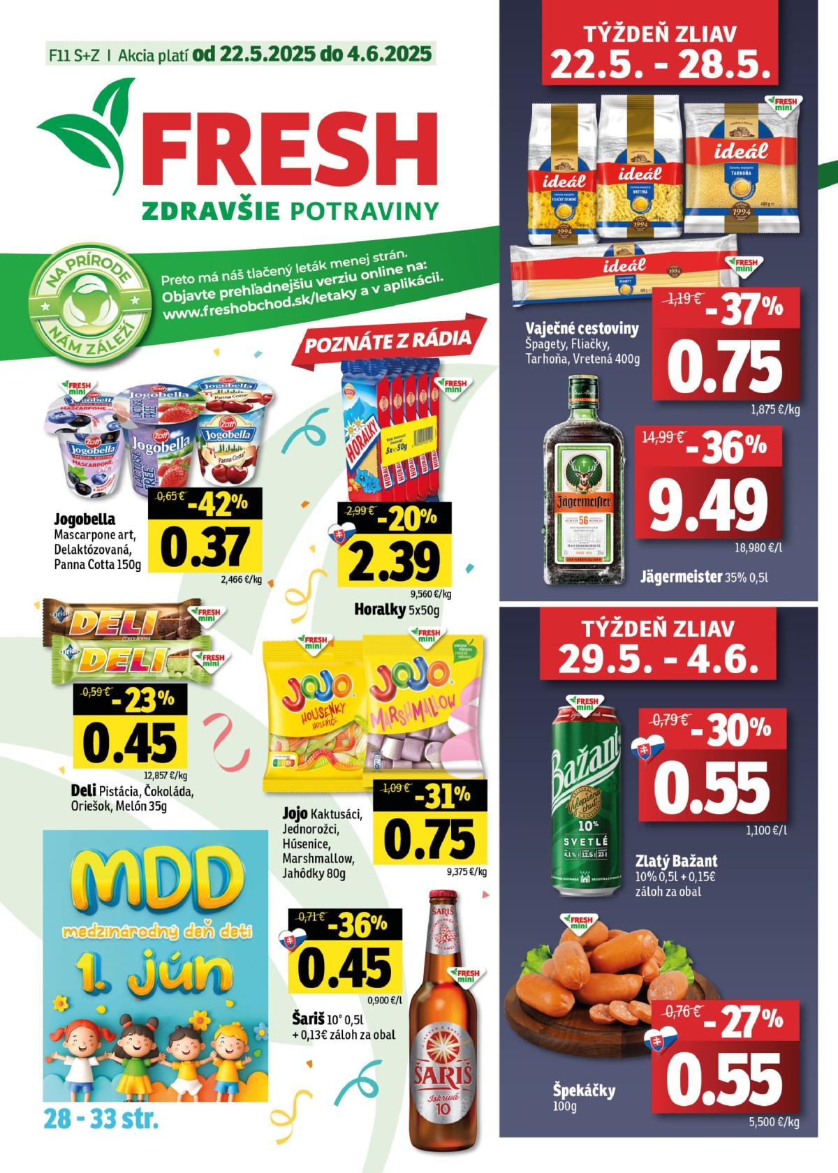 Fresh - Stredné a západné Slovensko leták platný od 22.05. - 04.06.