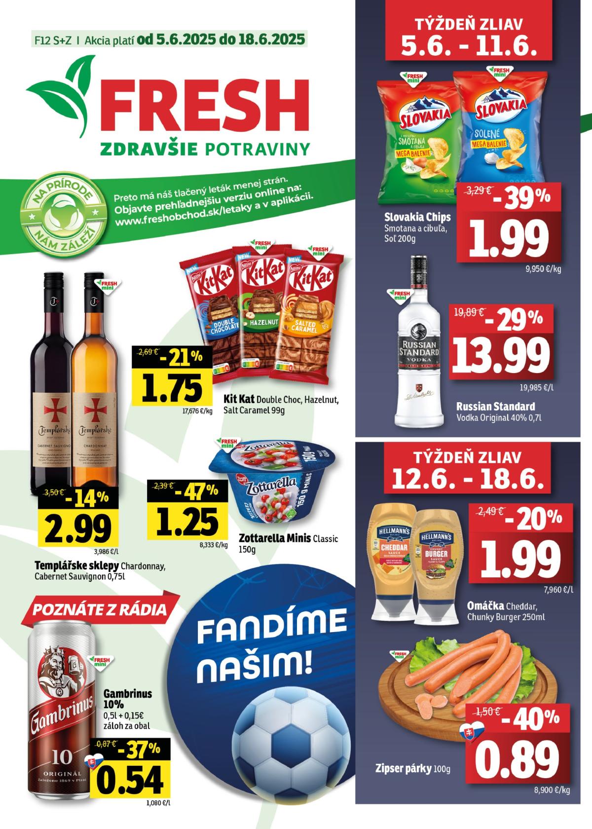 Leták Fresh - Stredné a západné Slovensko platný od 05.06. - 18.06.