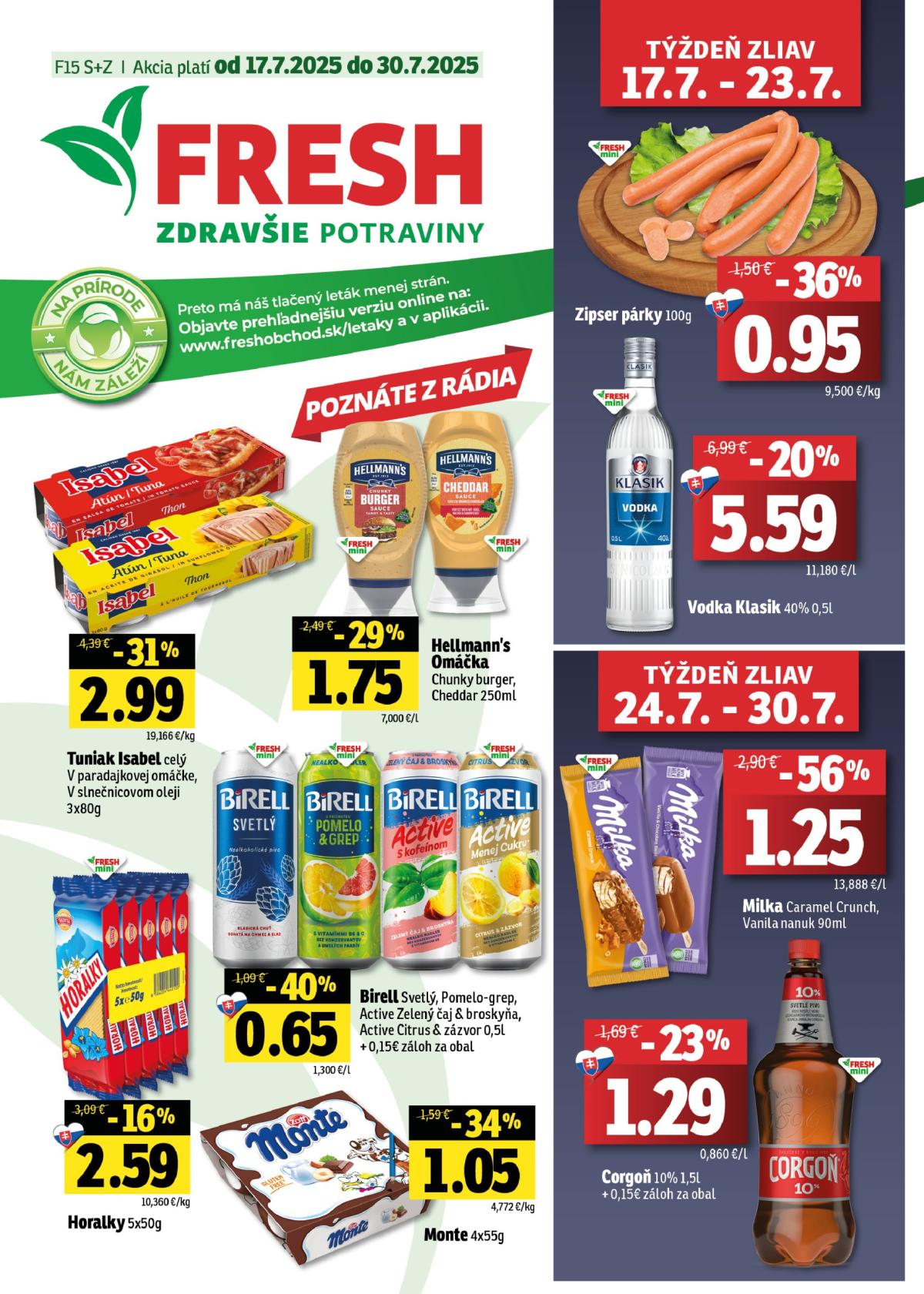 Leták Fresh - Stredné a západné Slovensko platný od 17.07. do 30.07.